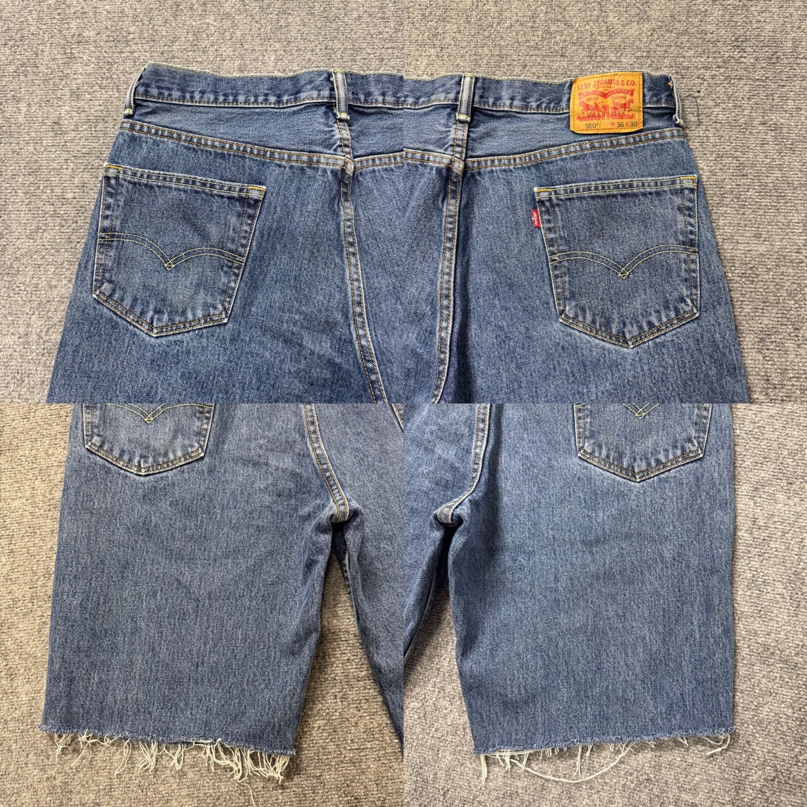 Levi's Levi's Bermuda Jean Shorts Men's 34 100% Cotton Stained Thrashed Blue Regular 550 Distressed Thrashed Fade Flaws Size US 34 / EU 50 - 9 Thumbnail