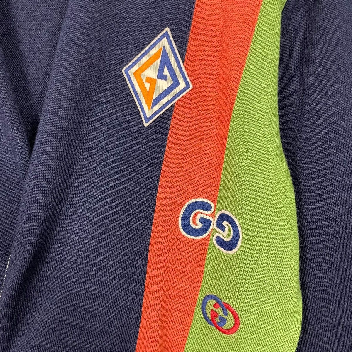 Gucci Gucci Logo-Appliquéd Striped Wool Zip-Up Sweater Jacket Size US L / EU 52-54 / 3 - 15 Thumbnail