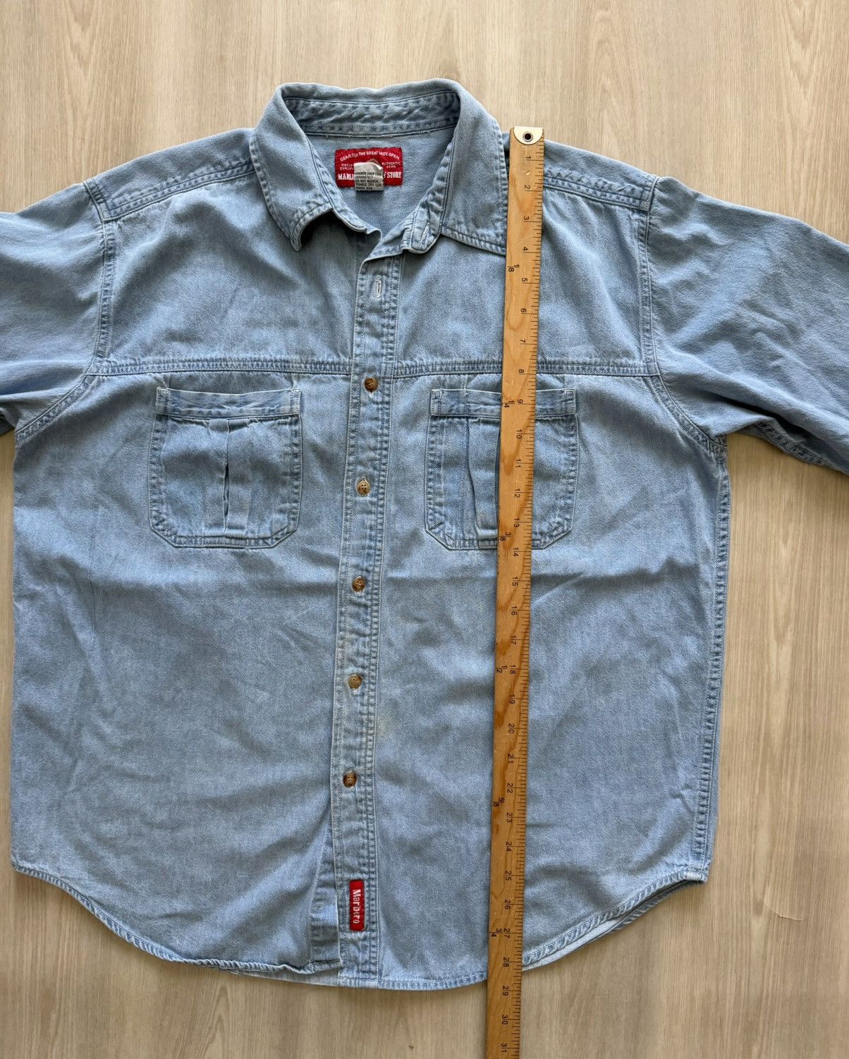 Vintage Vintage Marlboro Blue Denim Long Sleeve Button Up Sz L ** Size US L / EU 52-54 / 3 - 7 Thumbnail