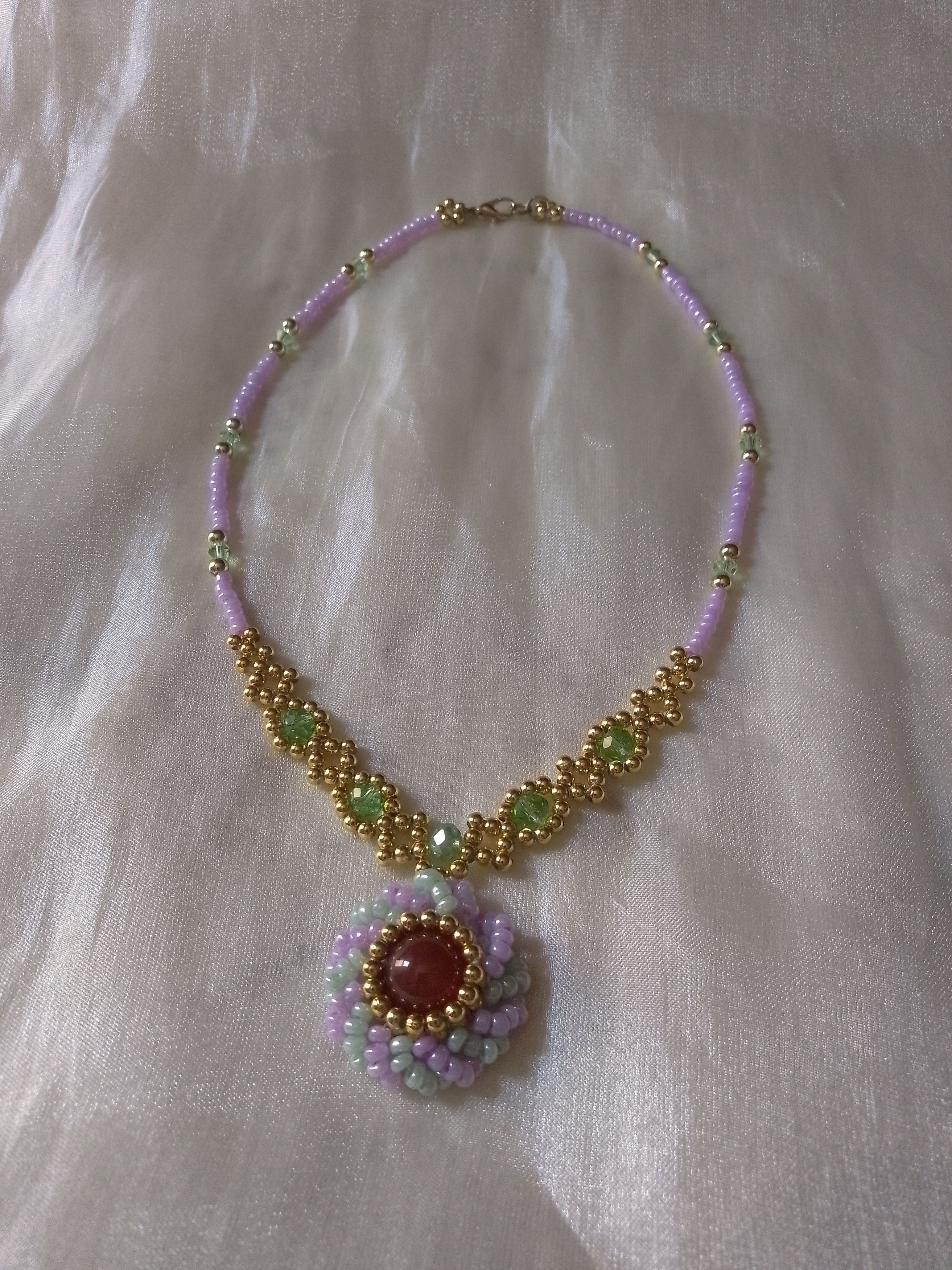 Handmade Necklace Pendant red carnelian gemstones vintage style Size ONE SIZE - 4 Thumbnail