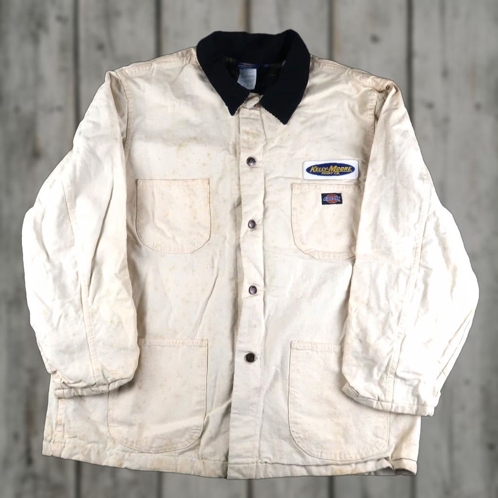 Dickies Vintage Dickies 90s Flannel Lined Painter Chore Jacket Coat Workwear XL Ivory Men Size US XL / EU 56 / 4 - 1 Thumbnail