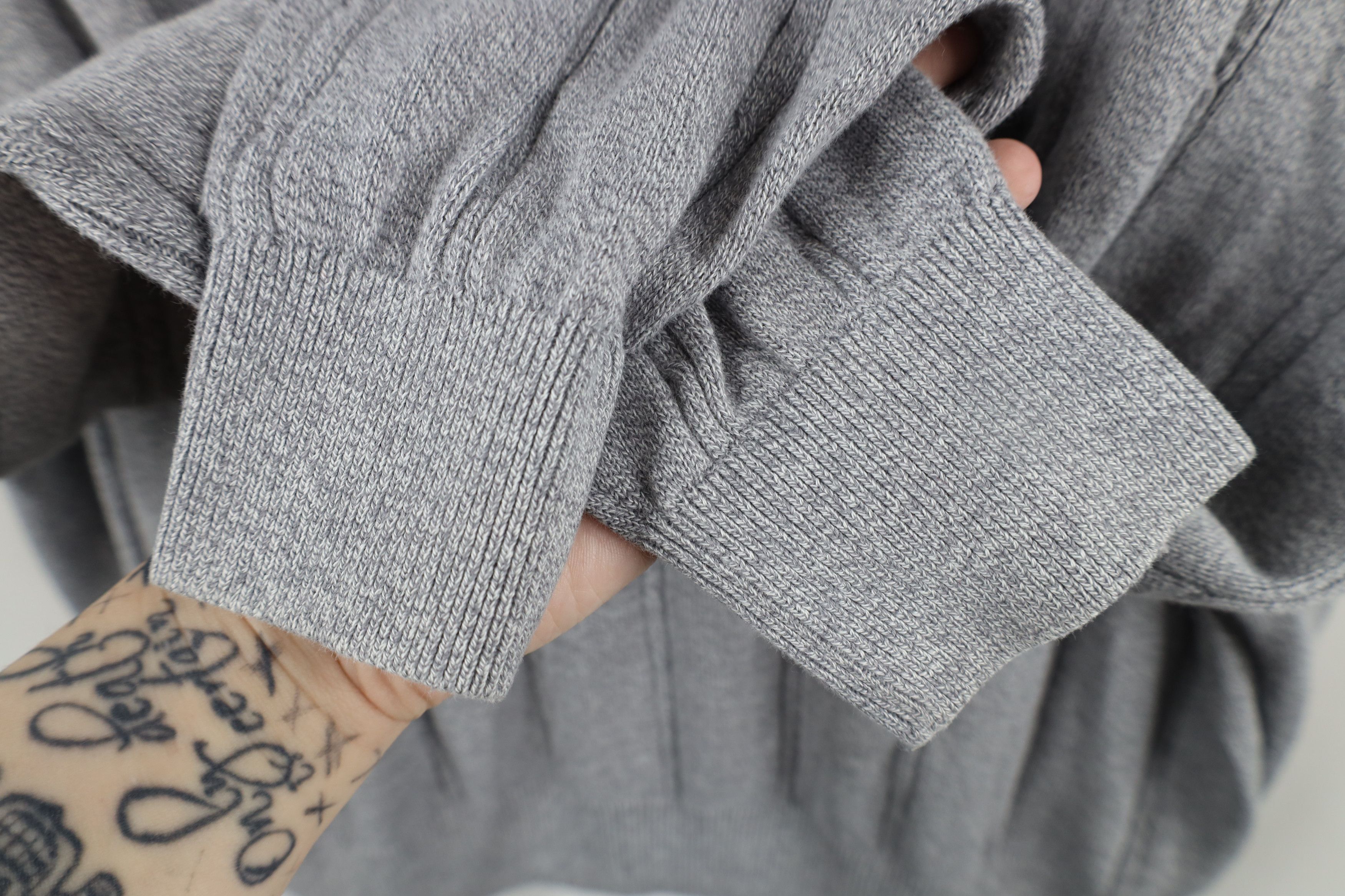 Vintage Vintage 90s Streetwear Blank Cotton Cable Knit Sweater Gray Size US L / EU 52-54 / 3 - 7 Thumbnail