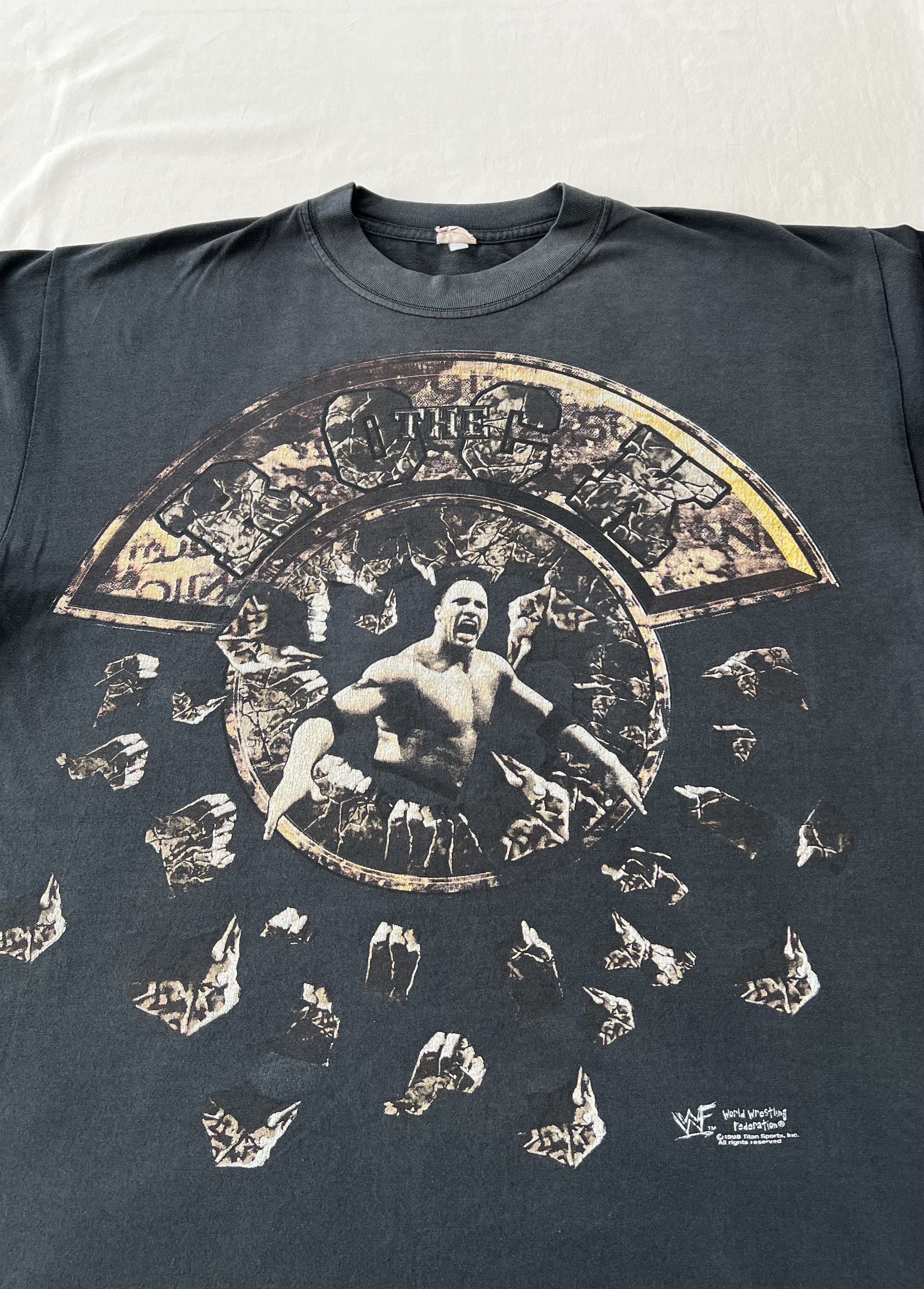 WWE Vintage 1998 The Rock WWE Faded Black T-shirt Size US M / EU 48-50 / 2 - 6 Thumbnail