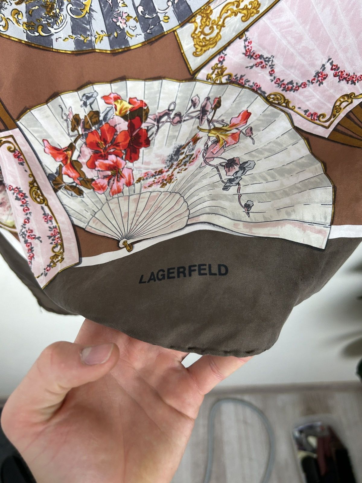 Karl Lagerfeld × Vintage Karl Lagerfeld Silk Scarf Size ONE SIZE - 4 Thumbnail