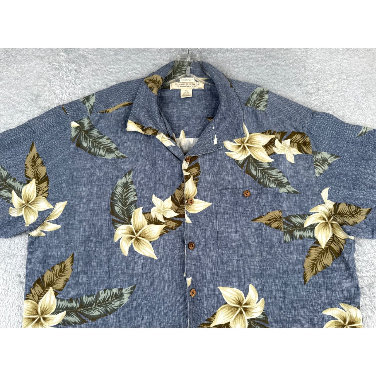 Vintage Island Republic Shirt Men 2XL Blue Floral Silk Blend Button Up Hawaiian Size US XXL / EU 58 / 5 - 4 Thumbnail