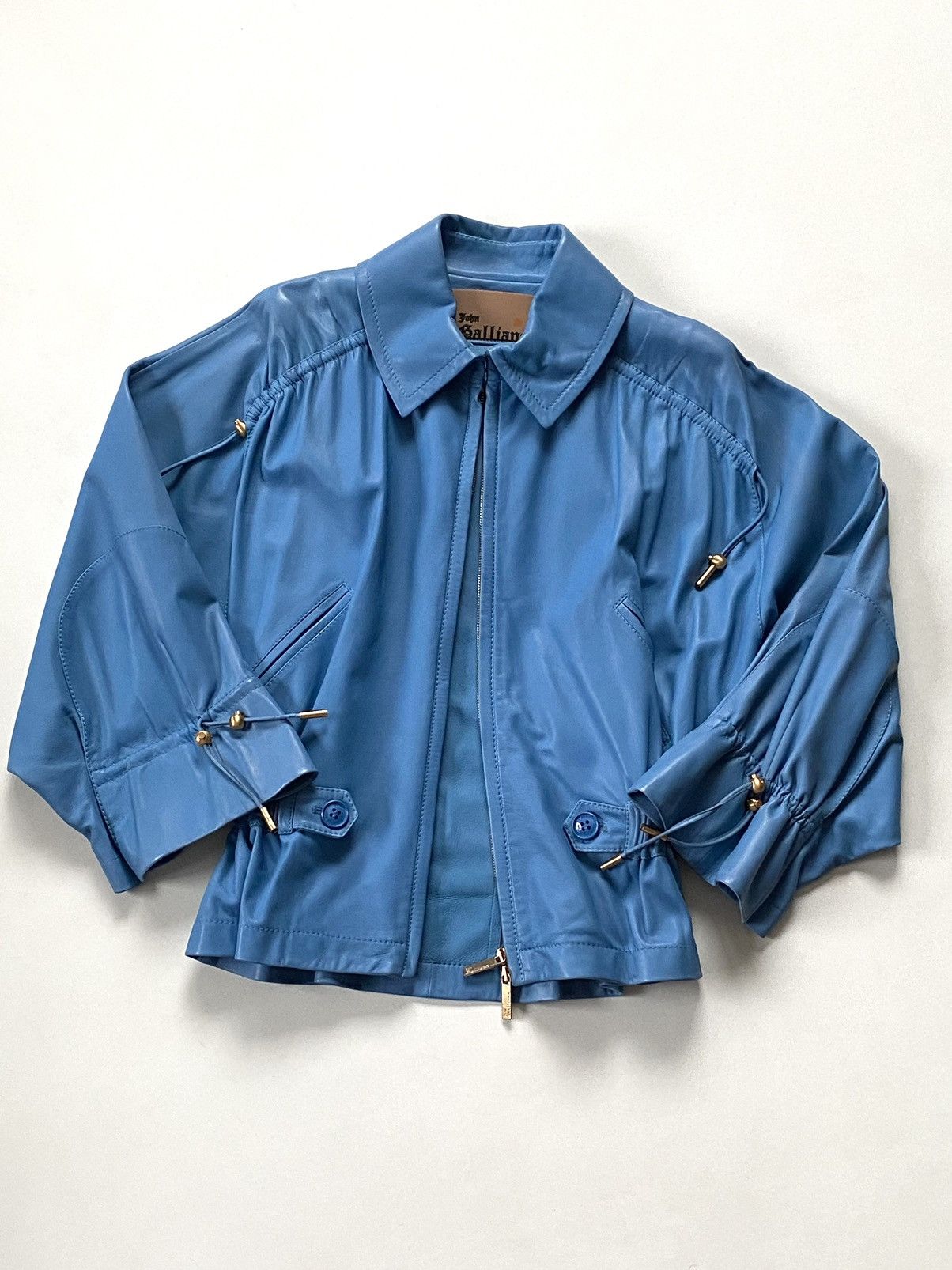 Dior 🔥Rare John Galliano 2000s Lambskin Blue Leather Jacket Size S / US 4 / IT 40 - 14 Thumbnail