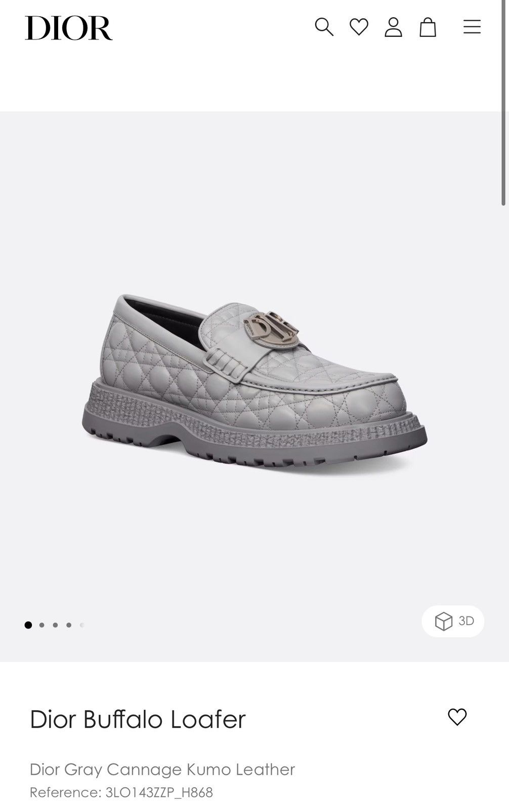 Dior Dior grey cannage buffalo loafers 41 Size US 8 / EU 41 - 1 Thumbnail