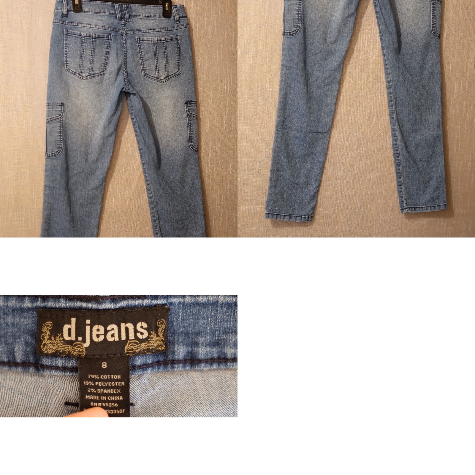 Denime D. Jeans Cargo Jeans Blue Light Wash Denim Stretch Mid-Rise Womens 8 #H96-24 Size 30" / US 8 / IT 44 - 8 Thumbnail