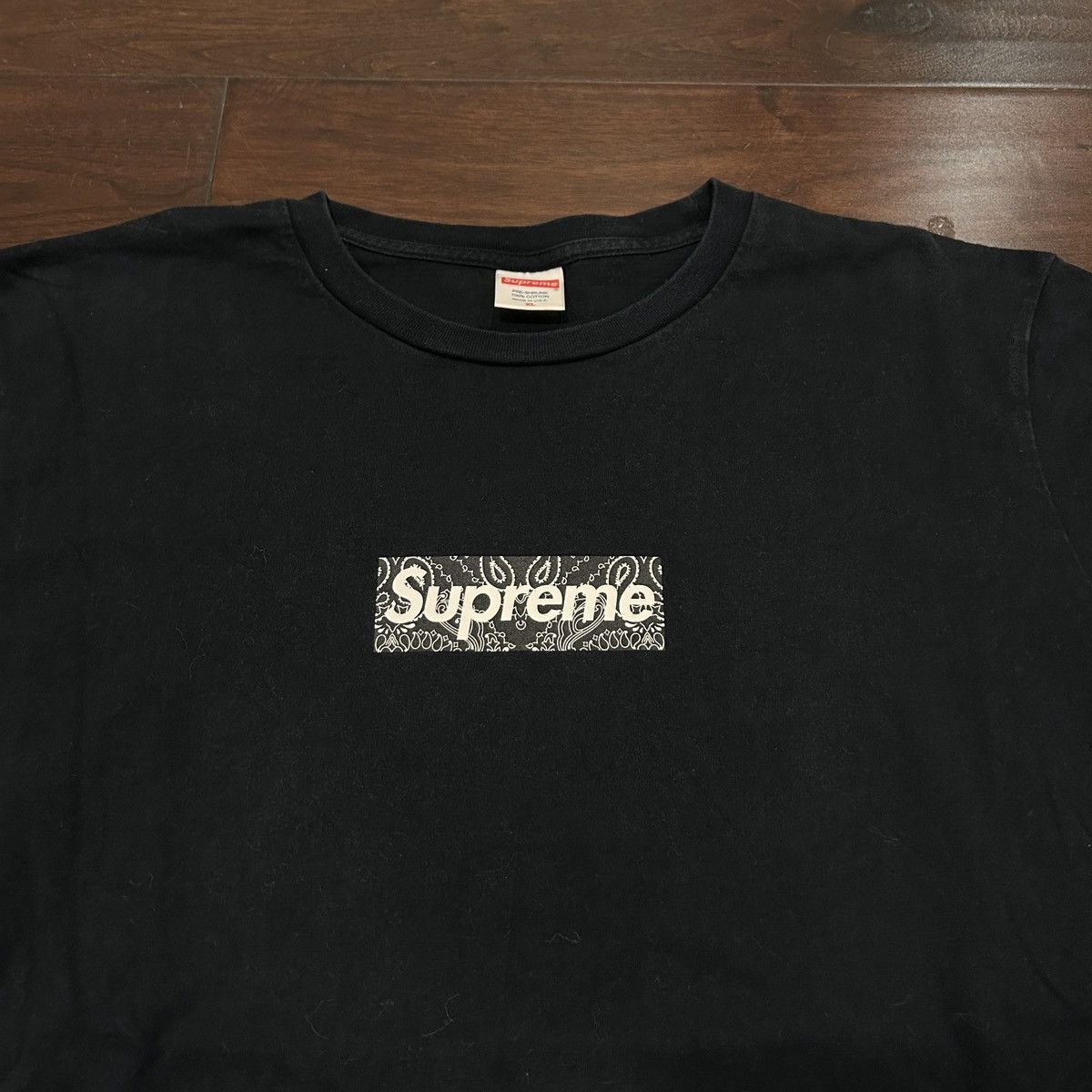 Supreme black paisley box discount logo