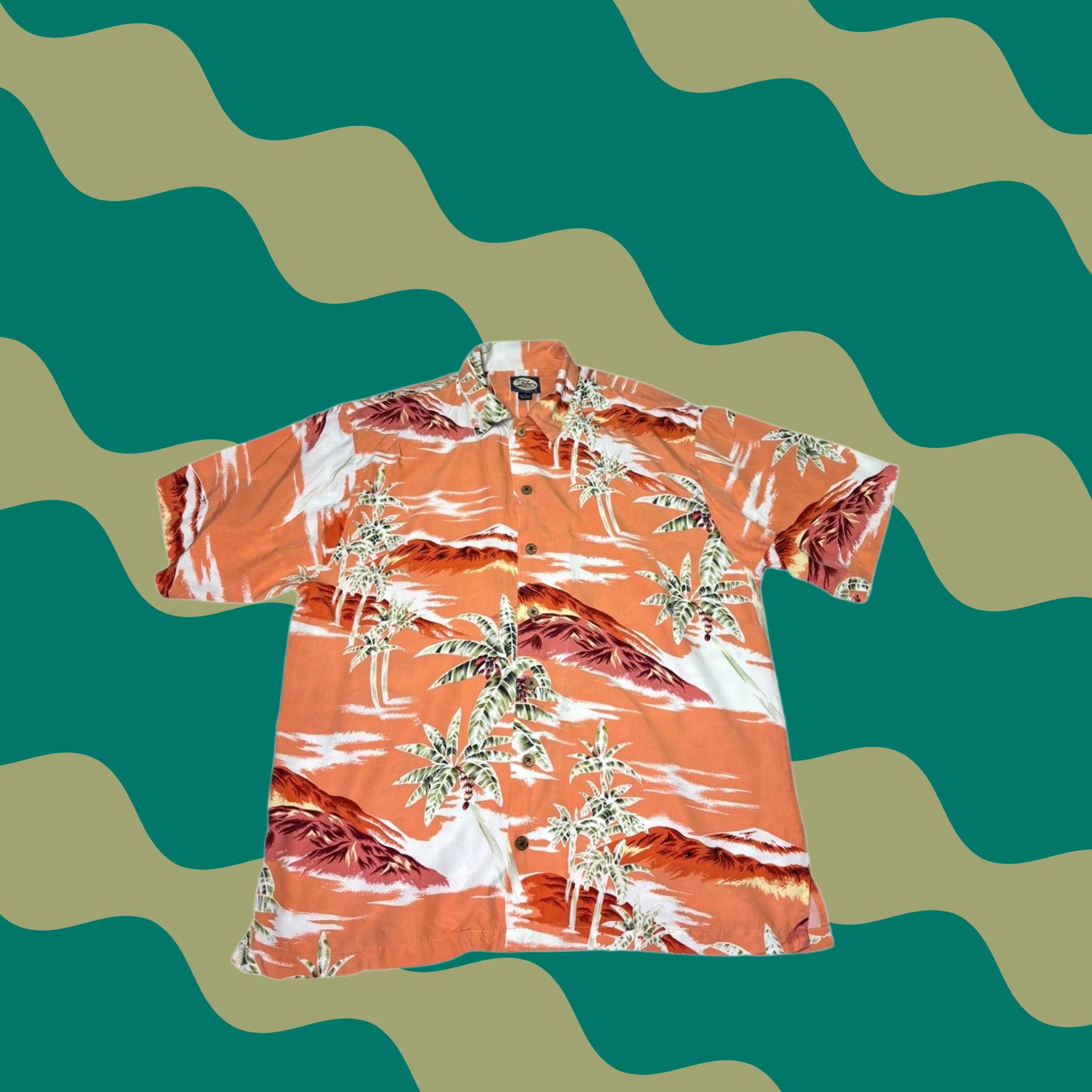 Tommy Bahama VINTAGE Tommy Bahama Orange Tropical Palm Tree Hawaiian Shirt Button-Up M Mens Short Sleeve Button-Down Collared 2X-2X? Size US M / EU 48-50 / 2 - 1 Thumbnail