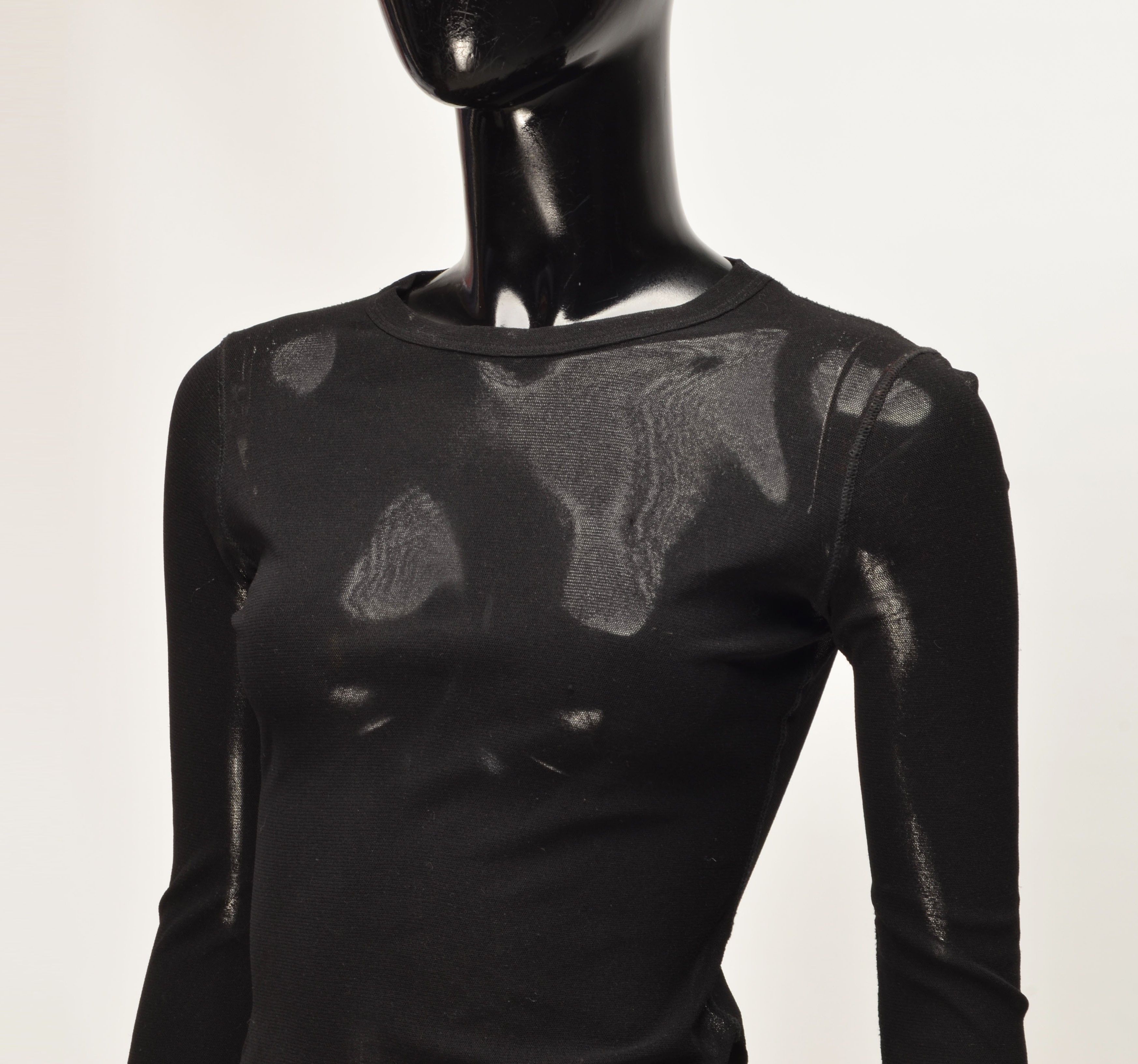 Jean Paul Gaultier Vintage Jean Paul Gaultier Soleil Black Mesh Long Sleeve Top Size S / US 4 / IT 40 - 2 Thumbnail