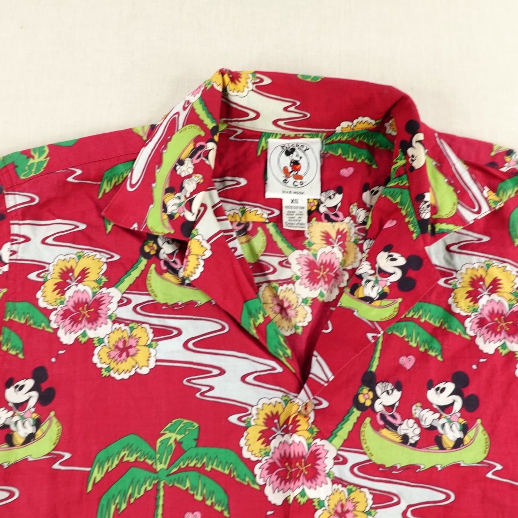 Mickey & Co. VINTAGE Mickey & Co Shirt Mens XS Red Mickey Mouse Hawaiian Button Up JH Hook 90s Size US XS / EU 42 / 0 - 2 Thumbnail