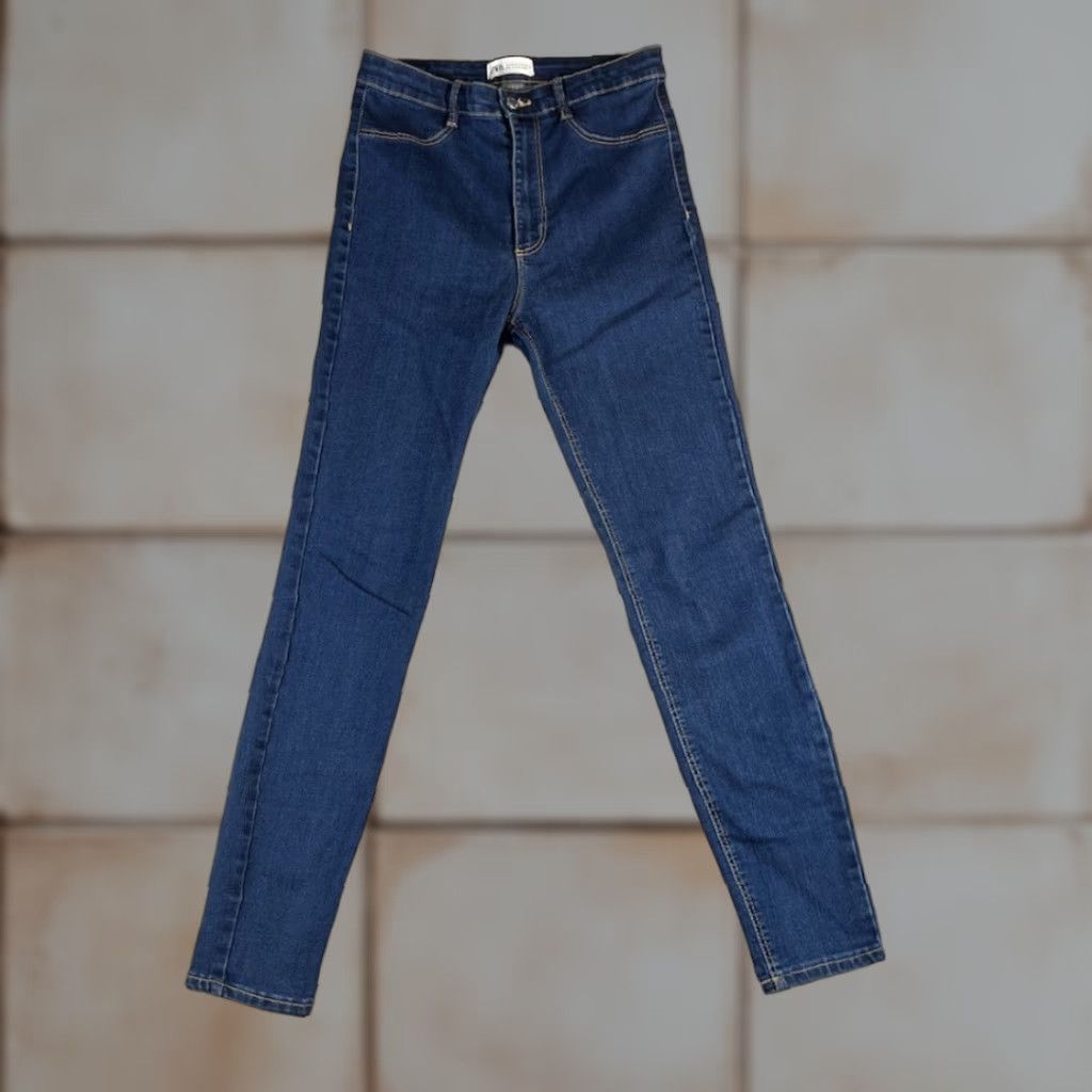 Zara Zara Skinny Jeans Womens Size 8 26x27 Blue Dark Wash City Preppy Slim Stretch Jeans Womens Size 8 blue City Jeans Size 30" / US 8 / IT 44 - 1 Thumbnail