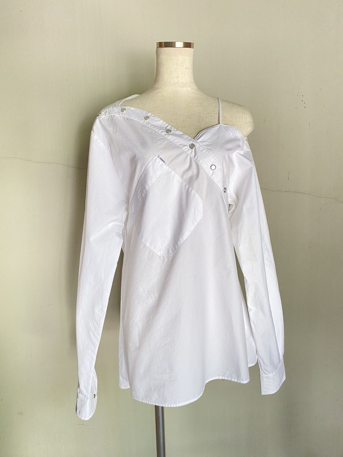 Coperni Coperni Asymmetric White Button-Up Blouse Size XS / US 0-2 / IT 36-38 - 3 Thumbnail