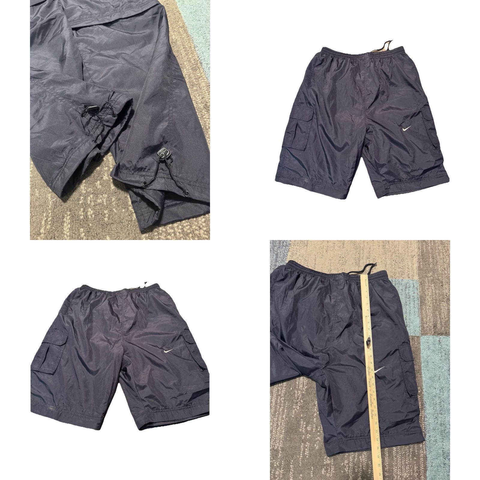 Nike VINTAGE Nike Mens Black Cargo Pants/Shorts Windbreaker 90s Baggy L/XL Wind Pants Size US 33 - 9 Thumbnail