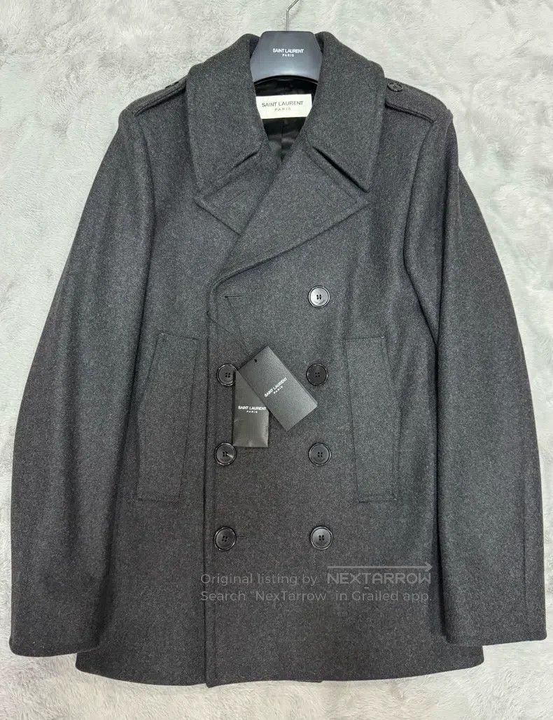 Saint Laurent Paris Saint Laurent Paris Grey Double Breasted Wool Coat Size US S / EU 44-46 / 1 - 1 Thumbnail