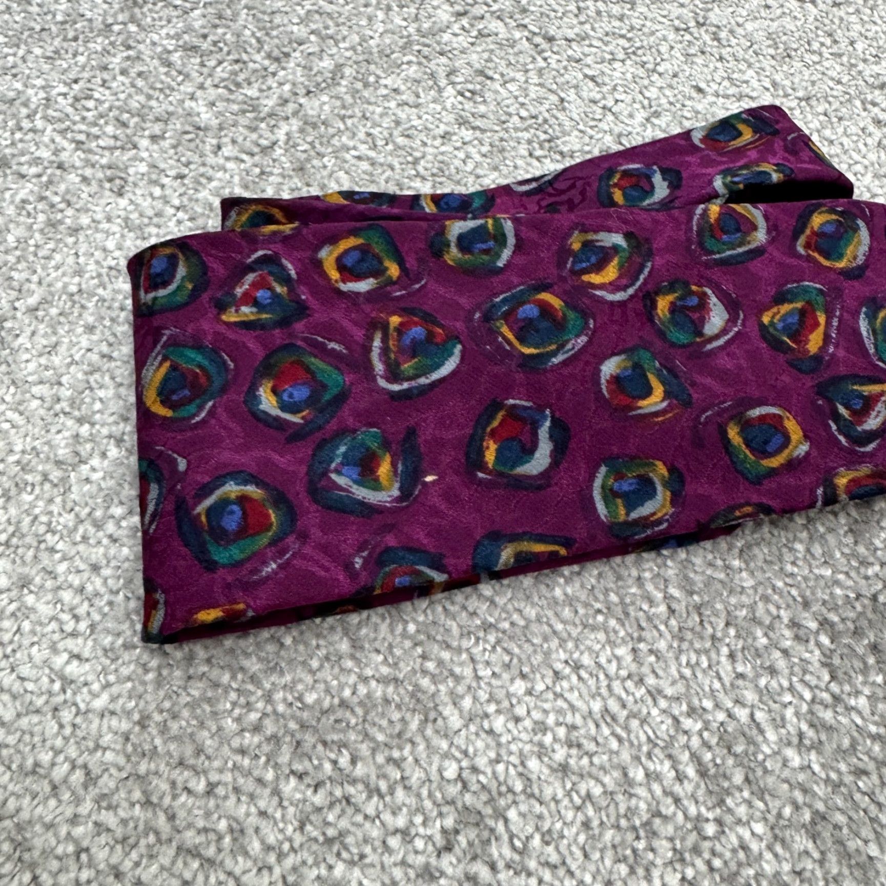 Byblos VINTAGE Byblos Tie Geometric 100% Silk Purple Mens One Size Classic Length 57"-60" Canada Mens Size ONE SIZE - 5 Thumbnail