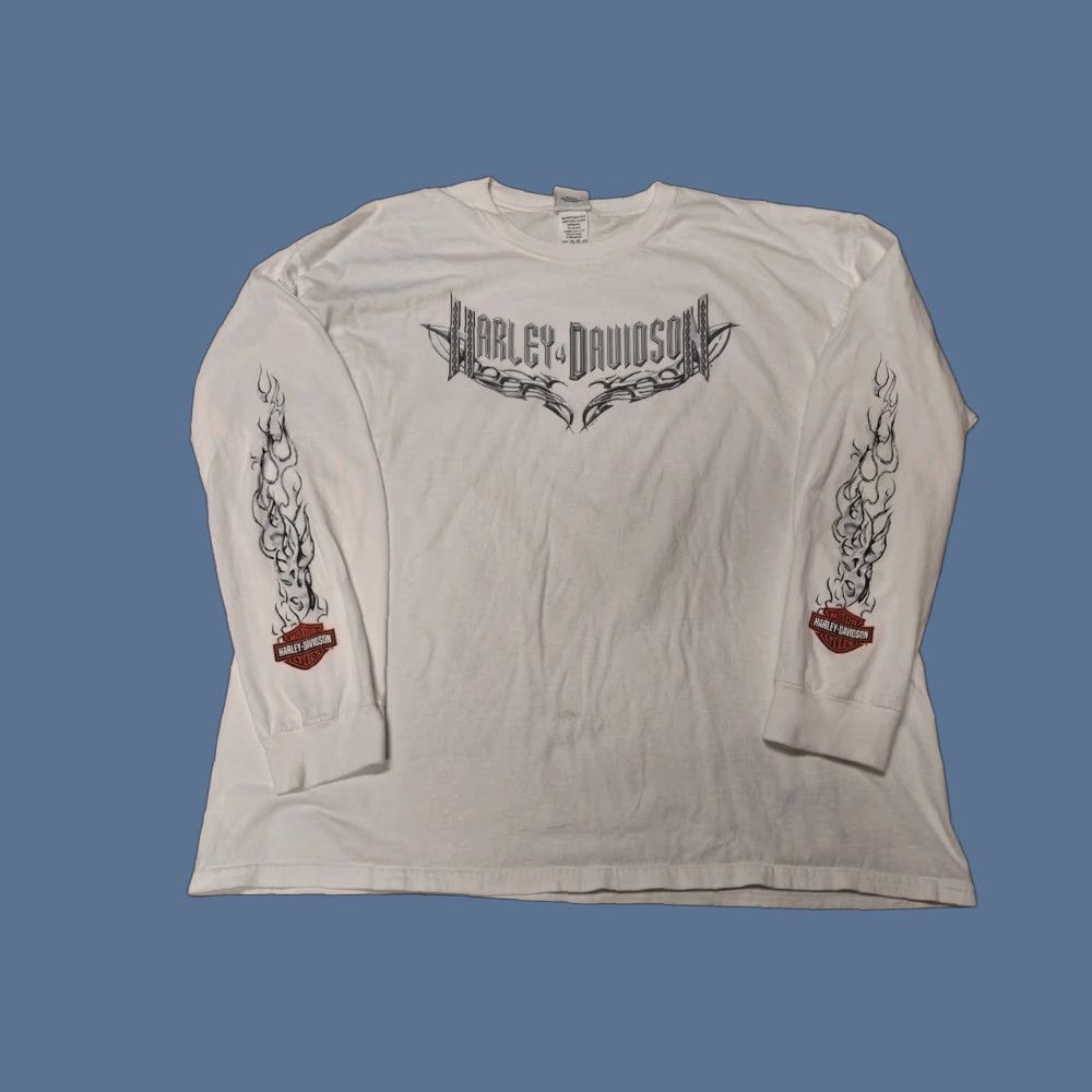 Harley Davidson VINTAGE Harley-Davidson Shirt 2XL Long Sleeve Flames Chrome Fire Biker White? Size US XXL / EU 58 / 5 - 1 Thumbnail
