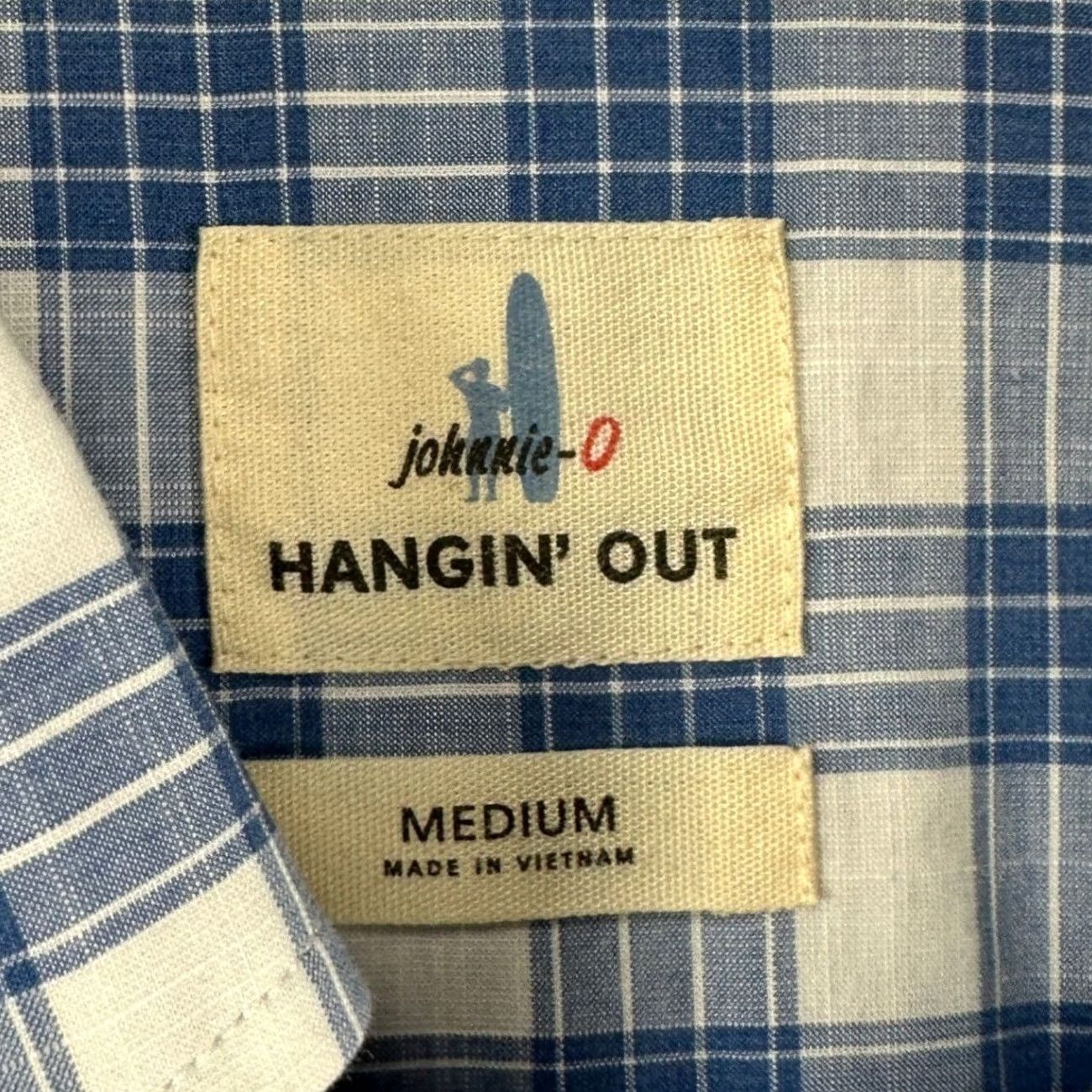 johnnie-O Johnnie-O Hangin Out Mens Button Down Shirt Medium Blue White Plaid Hemp Blend - Size - Pre-Owned Good - Size US M / EU 48-50 / 2 - 5 Thumbnail