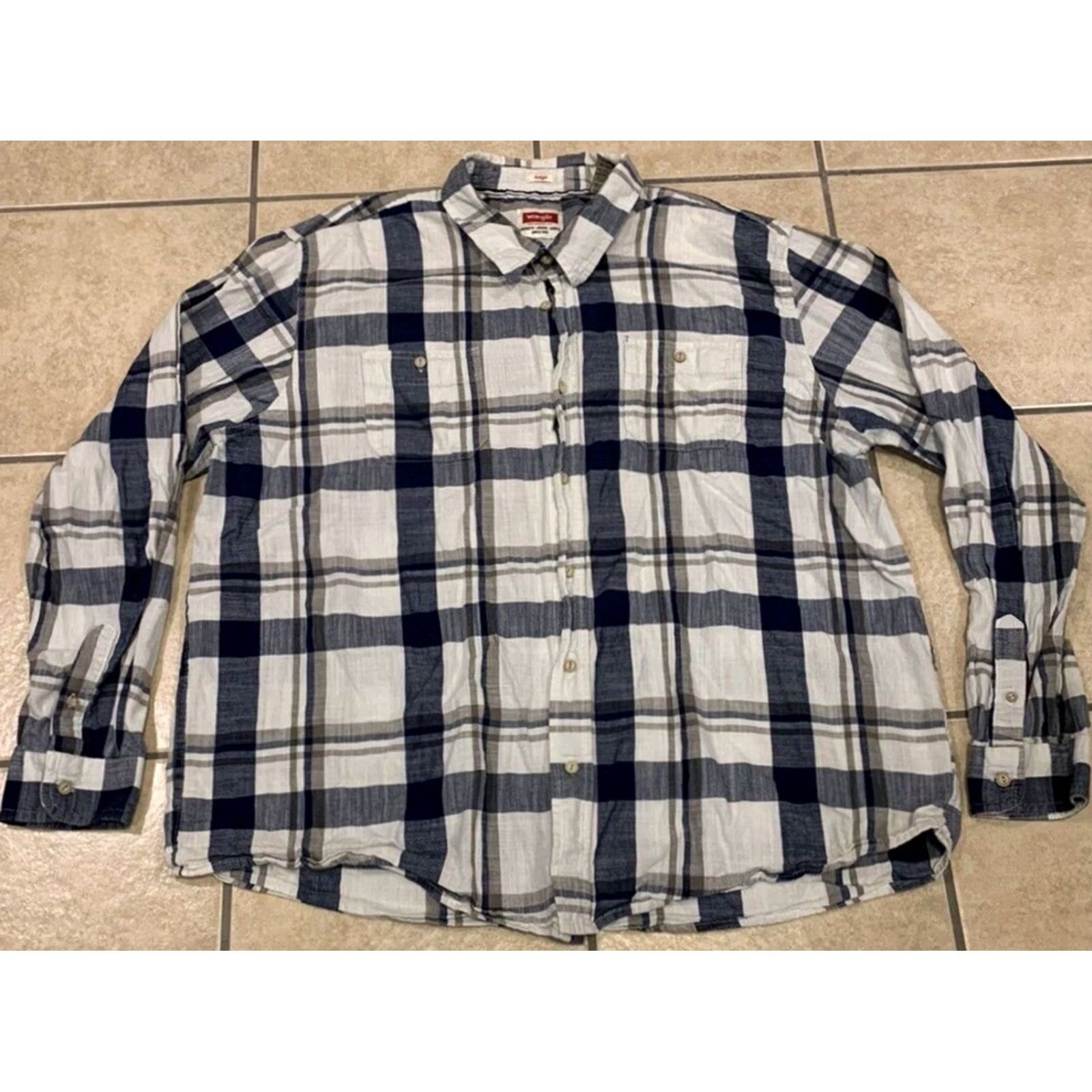 Wrangler VINTAGE Wrangler Indigo Lightweight Button-Up Shirt? Size US XXL / EU 58 / 5 - 2 Thumbnail