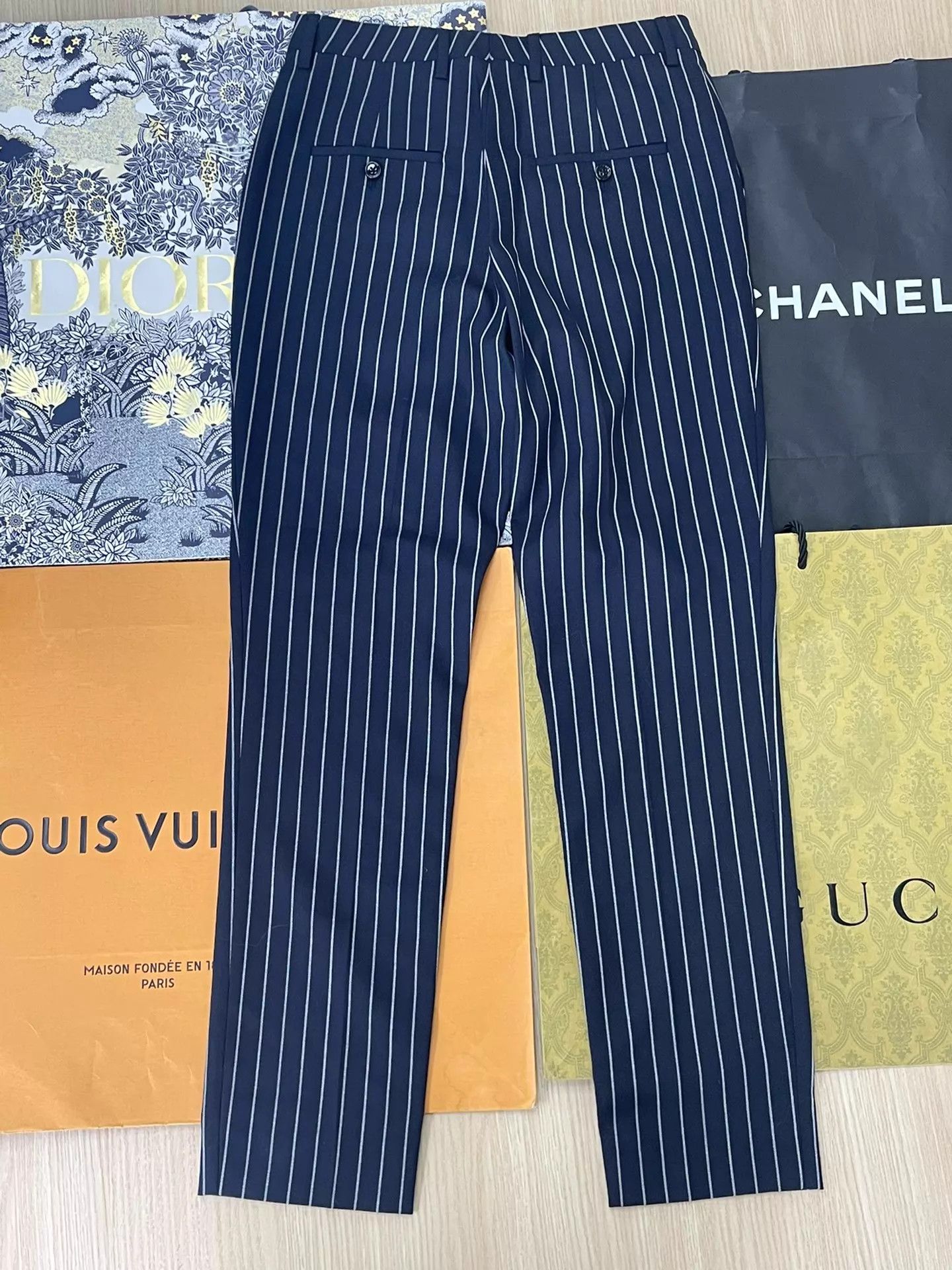 Celine Celine Formal Blue & White Striped Trousers 38 New Size 26" / US 2 / IT 38 - 2 Thumbnail
