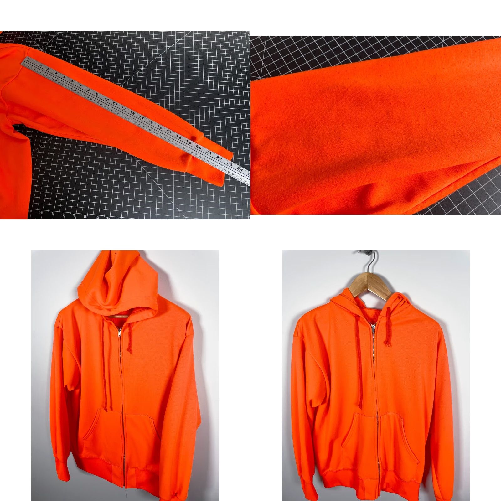 Vintage VINTAGE 80s Thermal Lined Zip Up Hoodie Men's Large Blaze Orange Lightweight Polyester Hoodie Men Large Orange 80s Retro Size US L / EU 52-54 / 3 - 8 Thumbnail