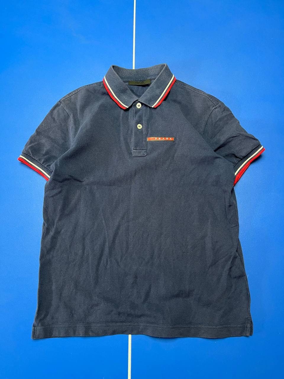 Prada Auth PRADA Red Tab Logo Navy Polo Shirt Size S Size US S / EU 44-46 / 1 - 1 Thumbnail