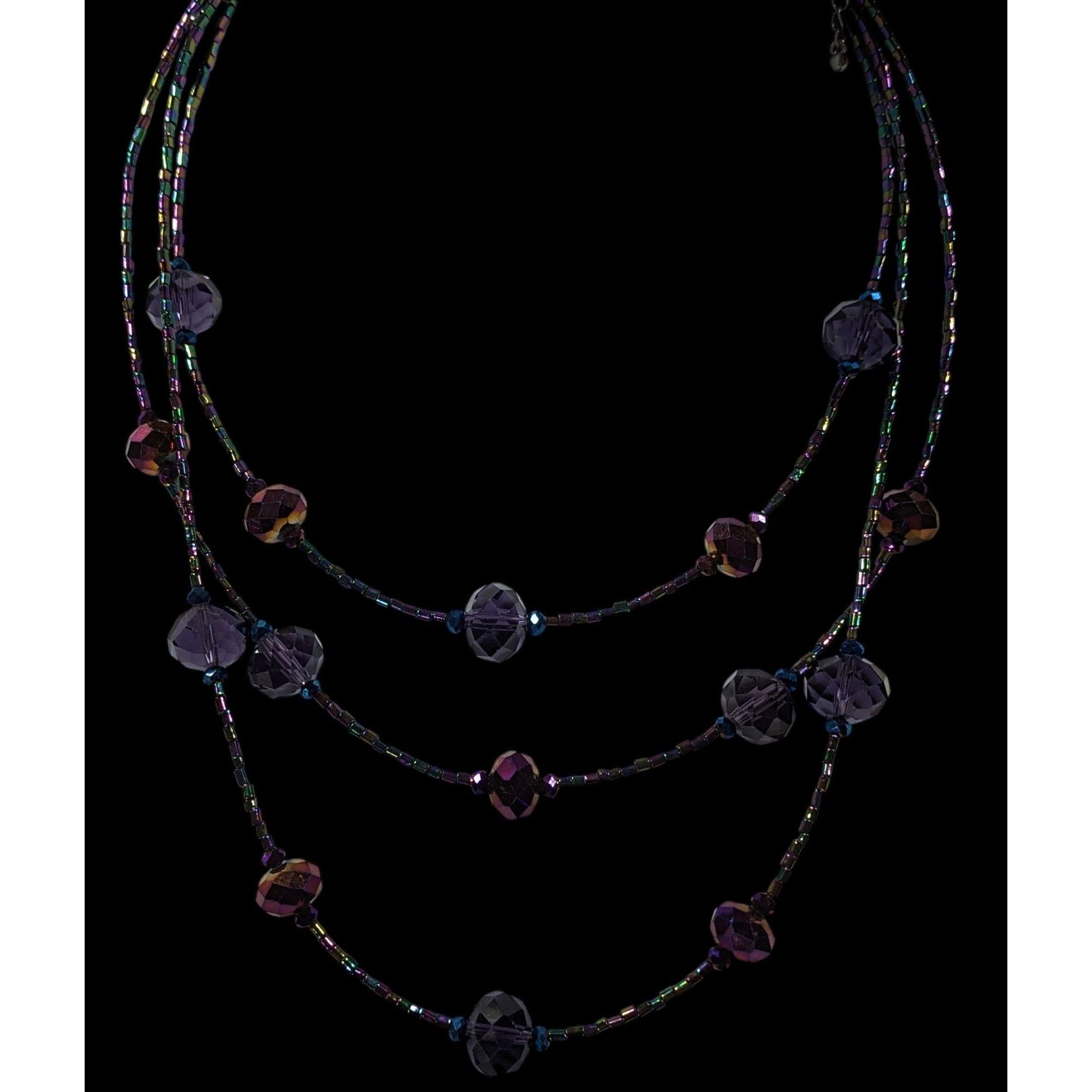 Other Whimsical Oil Slick Blue And Purple Glass Beaded Multilayer Size ONE SIZE - 4 Thumbnail