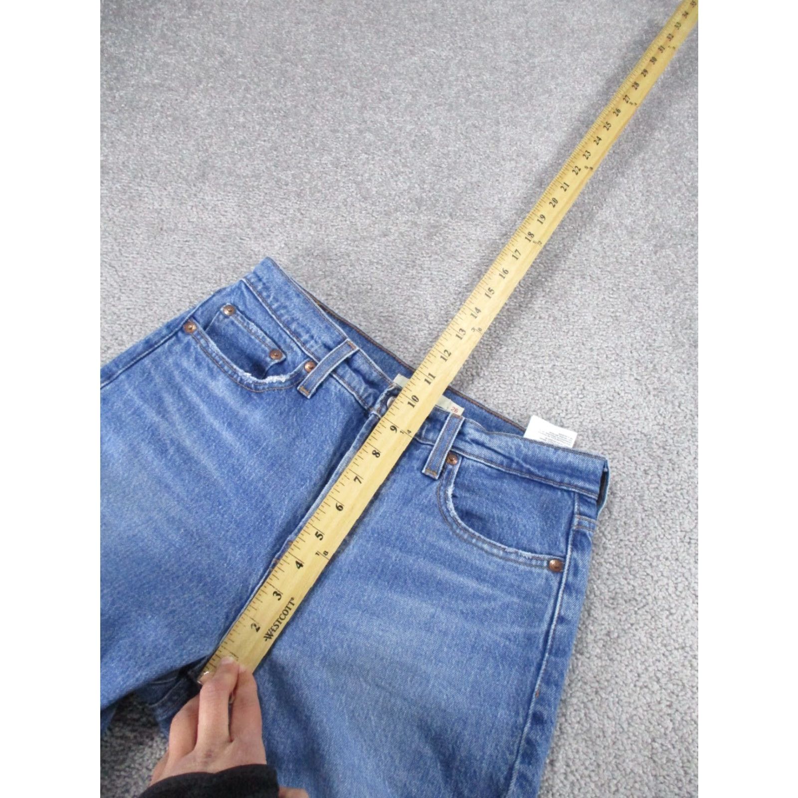 Levi's Levi's Wedgie Jeans Womens 26 Medium Blue Denim Button Fly Ripped Jeans Size 26" / US 2 / IT 38 - 6 Thumbnail