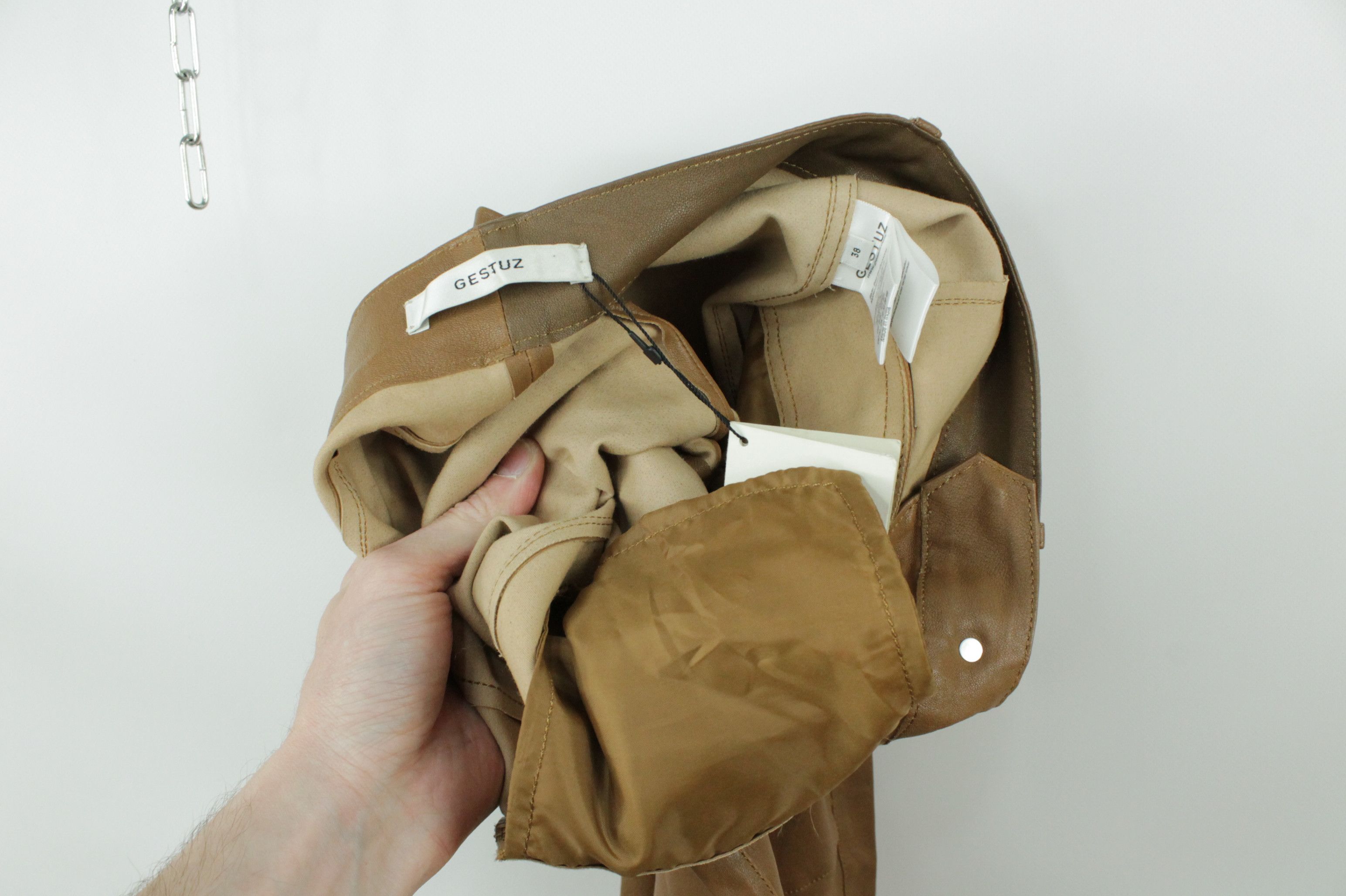 Designer × Genuine Leather × Gestuz Gestuz Brown Leather Slim Fit Bell Women's Pants Size 27" / US 4 / IT 40 - 12 Thumbnail