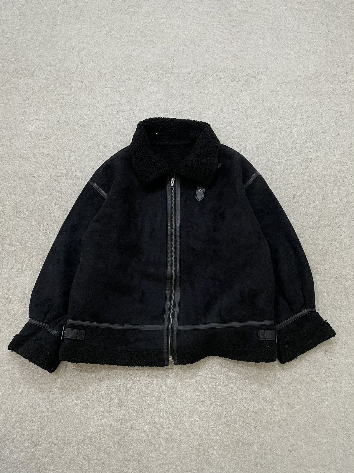 Japanese Brand 2000s Black Shearling Style Jacket with Buckle Collar LGB Size US L / EU 52-54 / 3 - 2 Thumbnail
