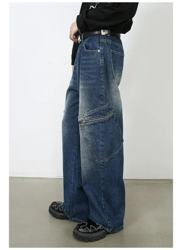 Japanese Brand American loose straight wide-leg pocket cargo jeans Size US 32 / EU 48 - 5 Thumbnail
