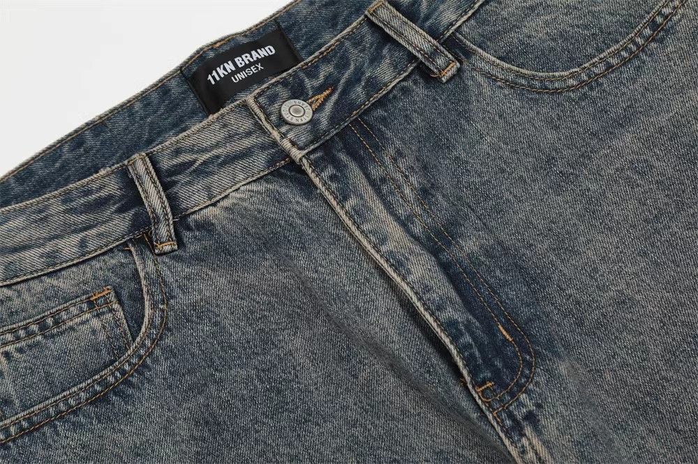 Japanese Brand × Jean Washed distressed straight-leg vintage all-match loose jeans Size US 34 / EU 50 - 5 Thumbnail