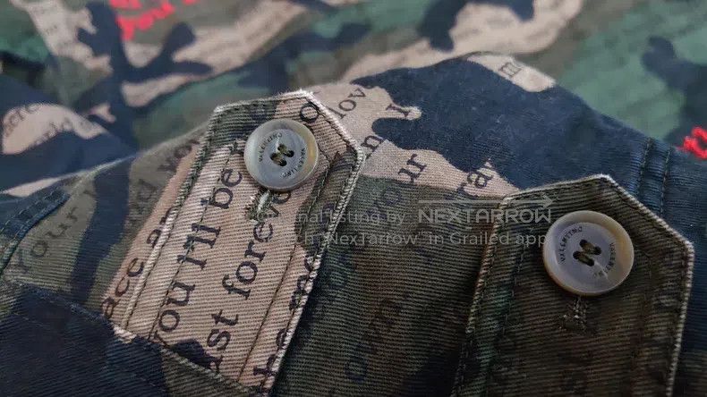 Valentino Valentino Army green camouflage red letter beaded embroide Size US S / EU 44-46 / 1 - 7 Thumbnail