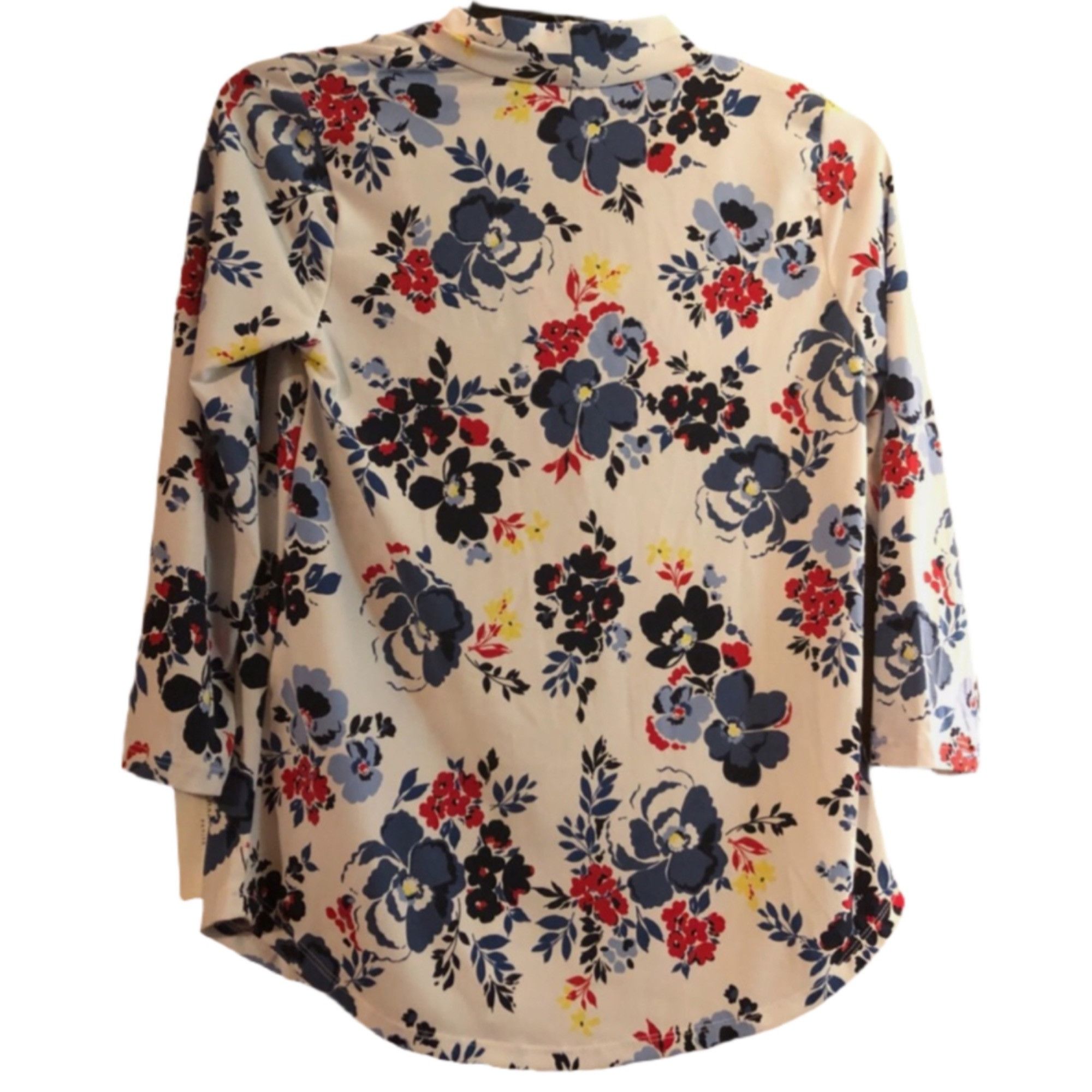 Charter Club Women's Charter Club White Floral V-Neck Blouse Size PM Size S / US 4 / IT 40 - 3 Thumbnail