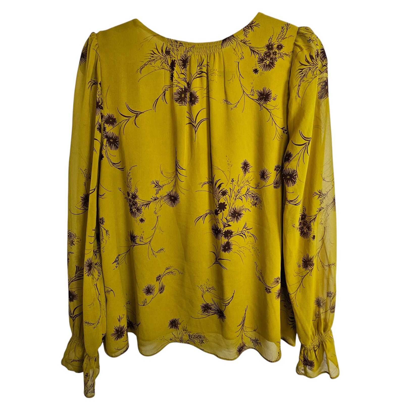 Joie Joie Womens Bolona Silk Floral Blouse Chartreuse Sz L Size L / US 10 / IT 46 - 8 Thumbnail