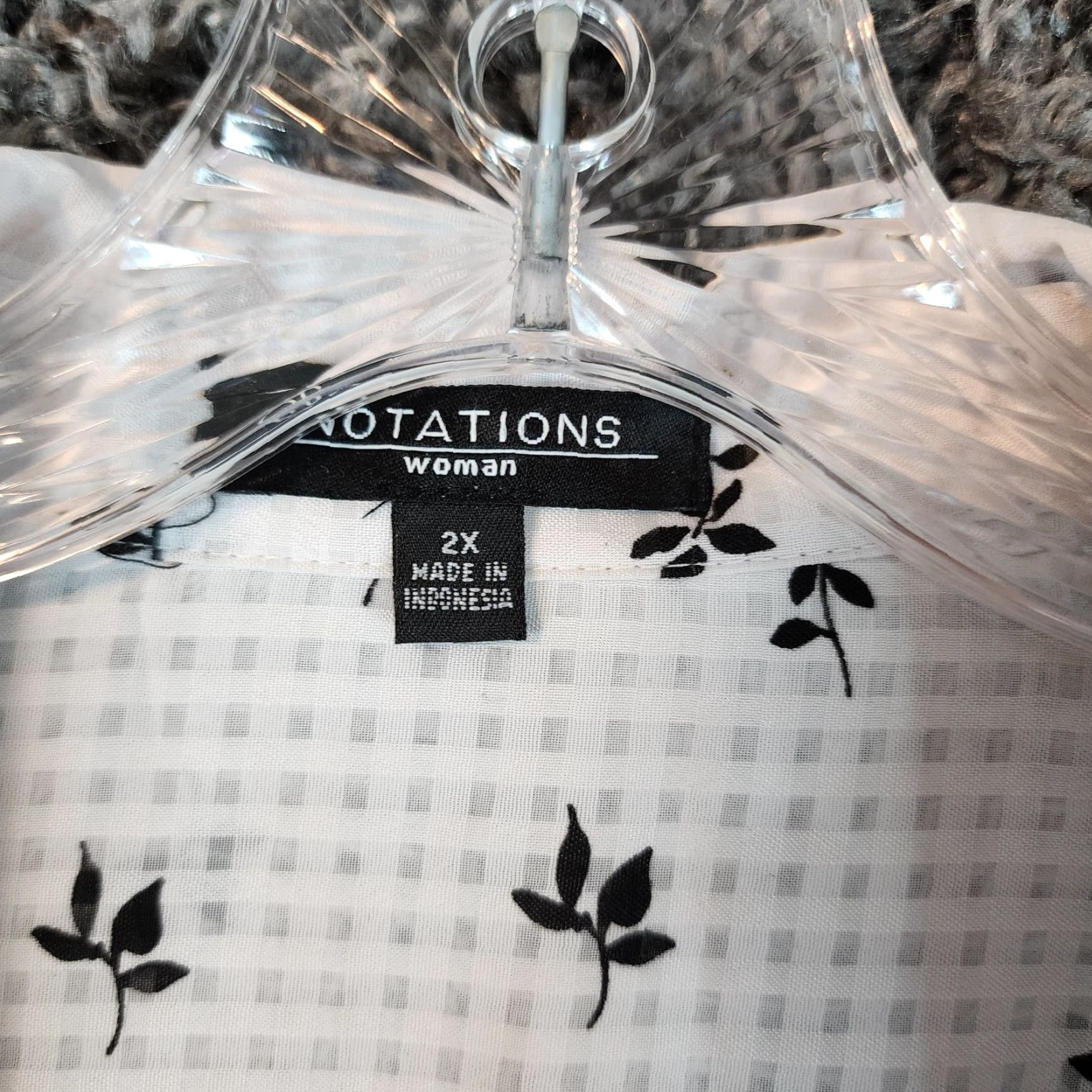Vintage VINTAGE Notations Floral Blouse Plus Size 2X White Blue 3/4 Sleeve Womens Size XXL / US 16-18 / IT 52-54 - 4 Thumbnail