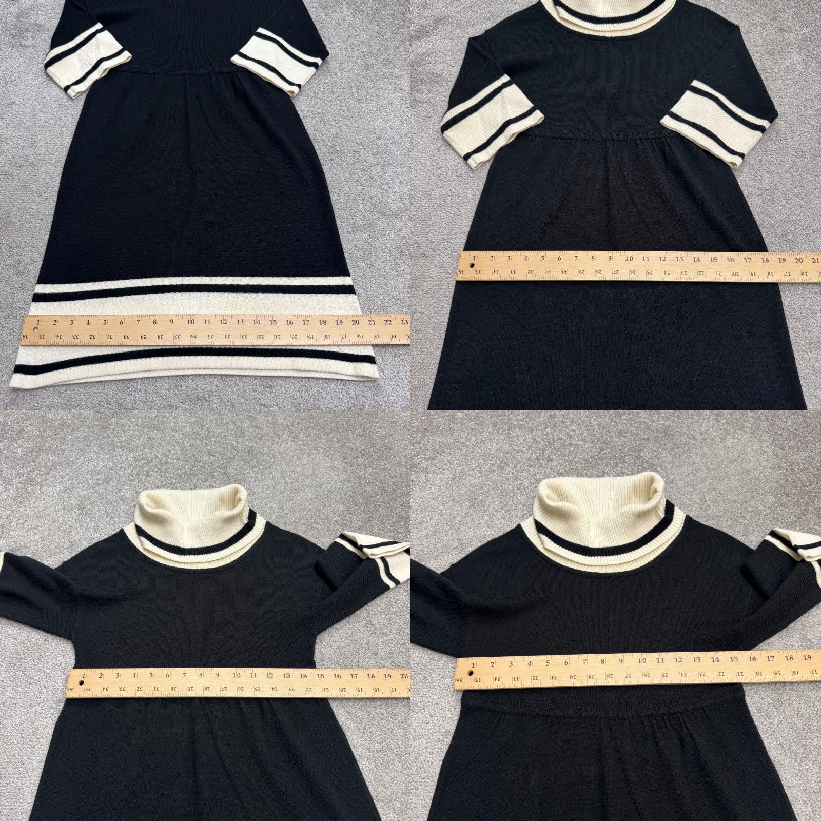 MAGGY LONDON Maggy London Turtleneck Midi Sweater Dress Womens Small Black White Striped Knit Size S / US 4 / IT 40 - 8 Thumbnail