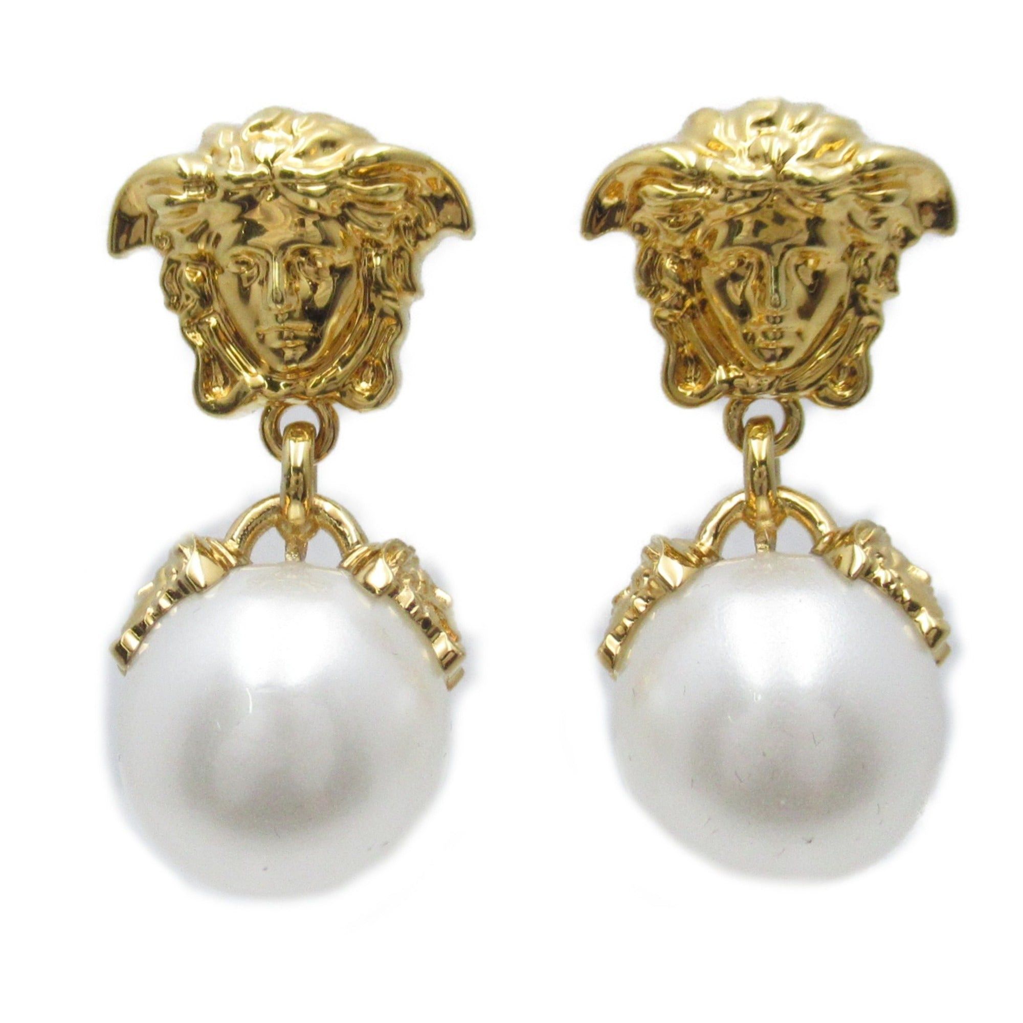 image of Versace Earring Earring Gold White Metal / Fake Pearl Gold White in Black, Women's