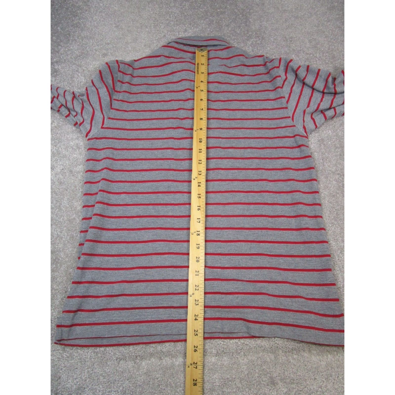 Faconnable Façonnable Polo Shirt Mens Medium Gray Red Cotton Knit Stripe Long Sleeve Button Collar Polo Mens M Gray Red Stripe Pattern Golf Rugby Walking Size US M / EU 48-50 / 2 - 7 Thumbnail