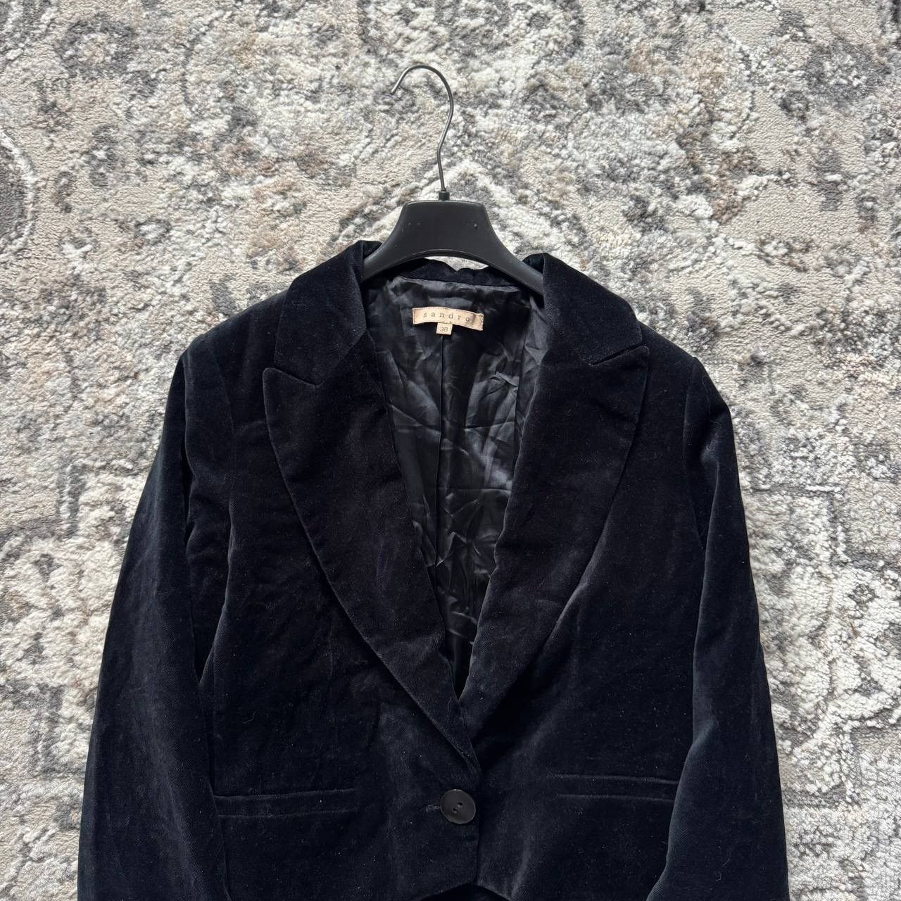 Sandro Sandro Velvet Velour Cropped Collared Blazer Jacket Size XS / US 0-2 / IT 36-38 - 4 Thumbnail