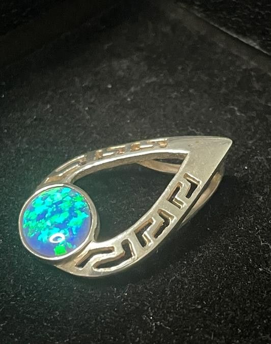 Designer Vintage Blue Fire Opal Pendant .925 Size ONE SIZE - 3 Thumbnail