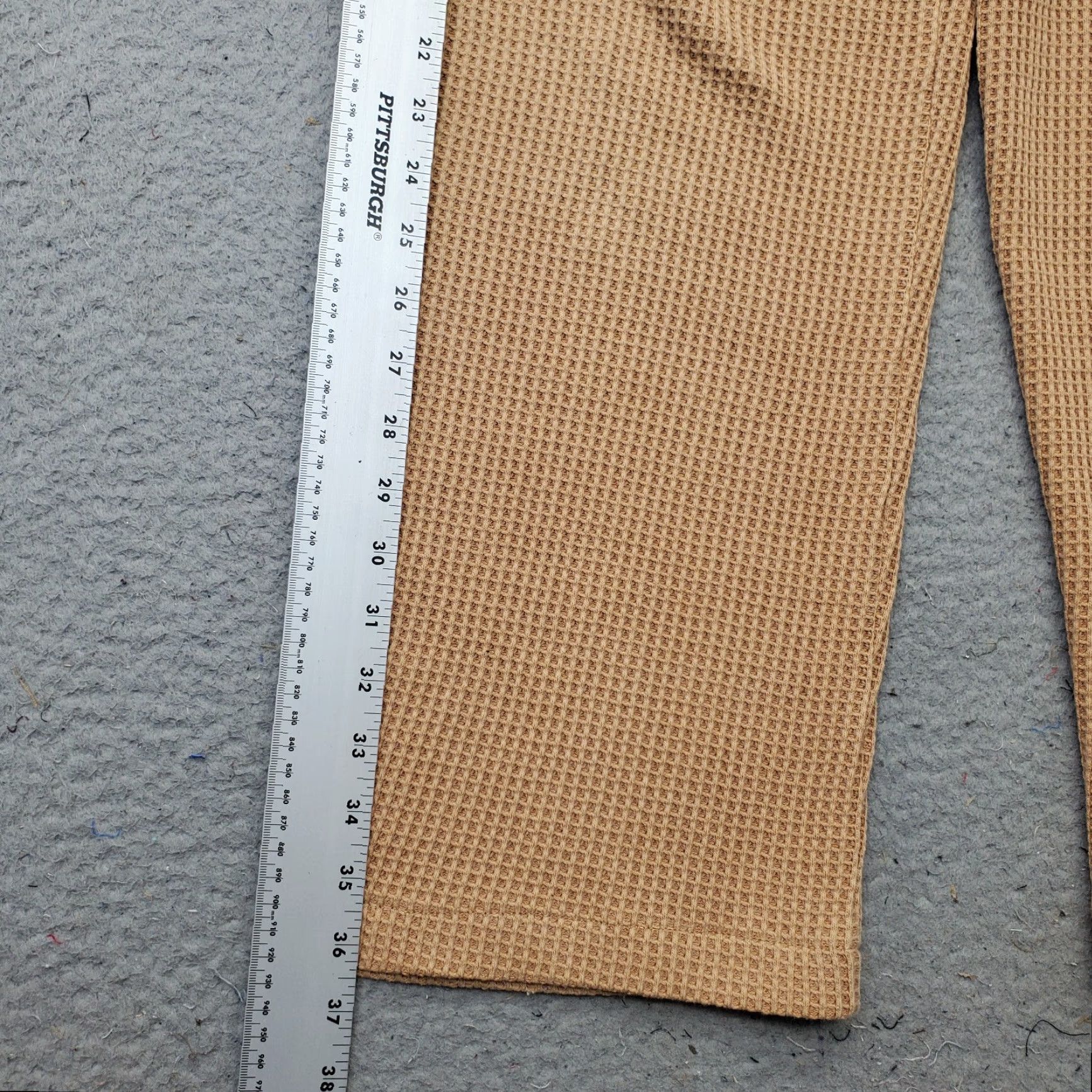 Vintage Aerie Lounge Pants Womens XS Tan Waffle Knit Thermal Elastic Waist Wide Leg Pants Size 26" / US 2 / IT 38 - 3 Thumbnail