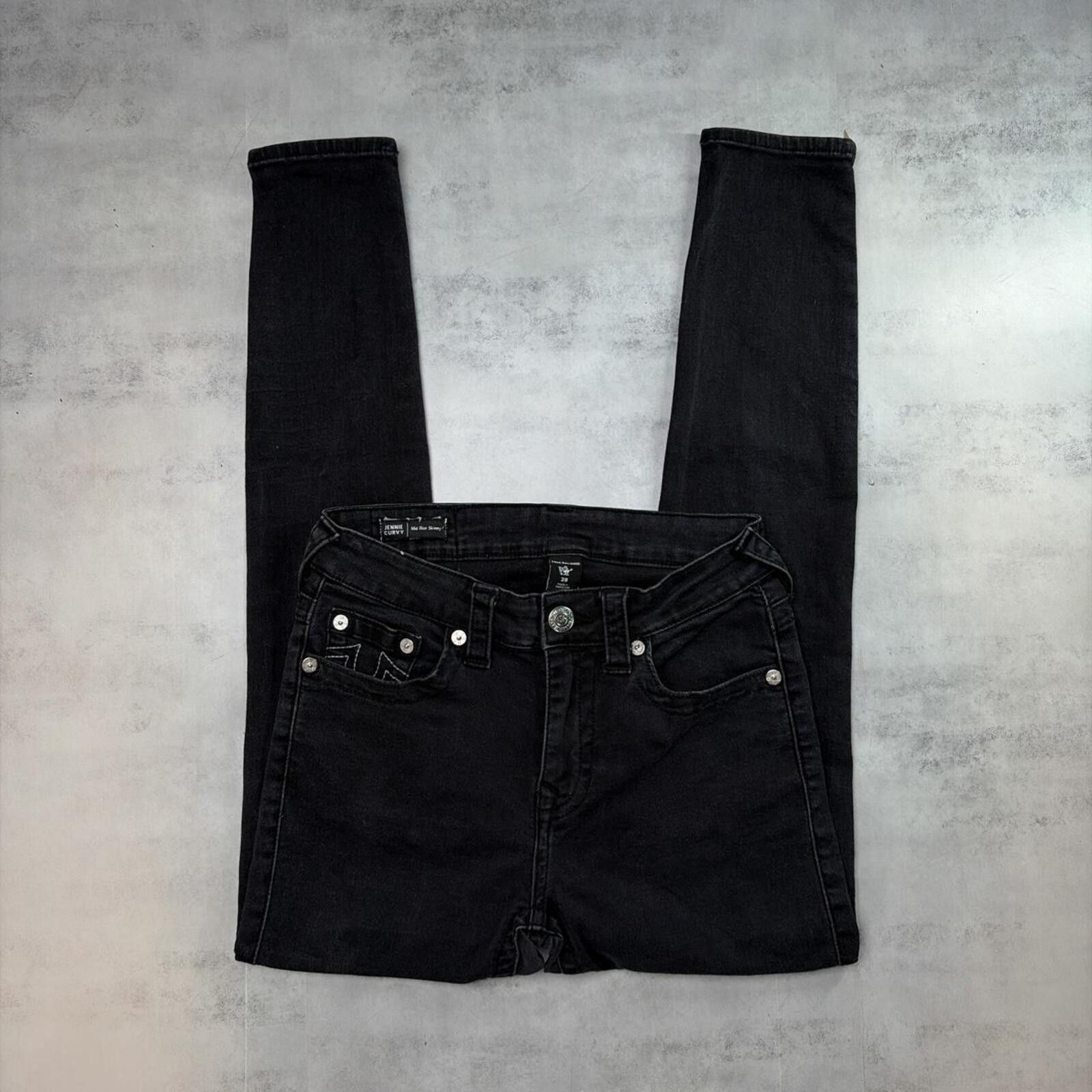True Religion Y2K Black True Religion Grunge Gothic Skinny Denim Jeans Size 30" / US 8 / IT 44 - 2 Thumbnail