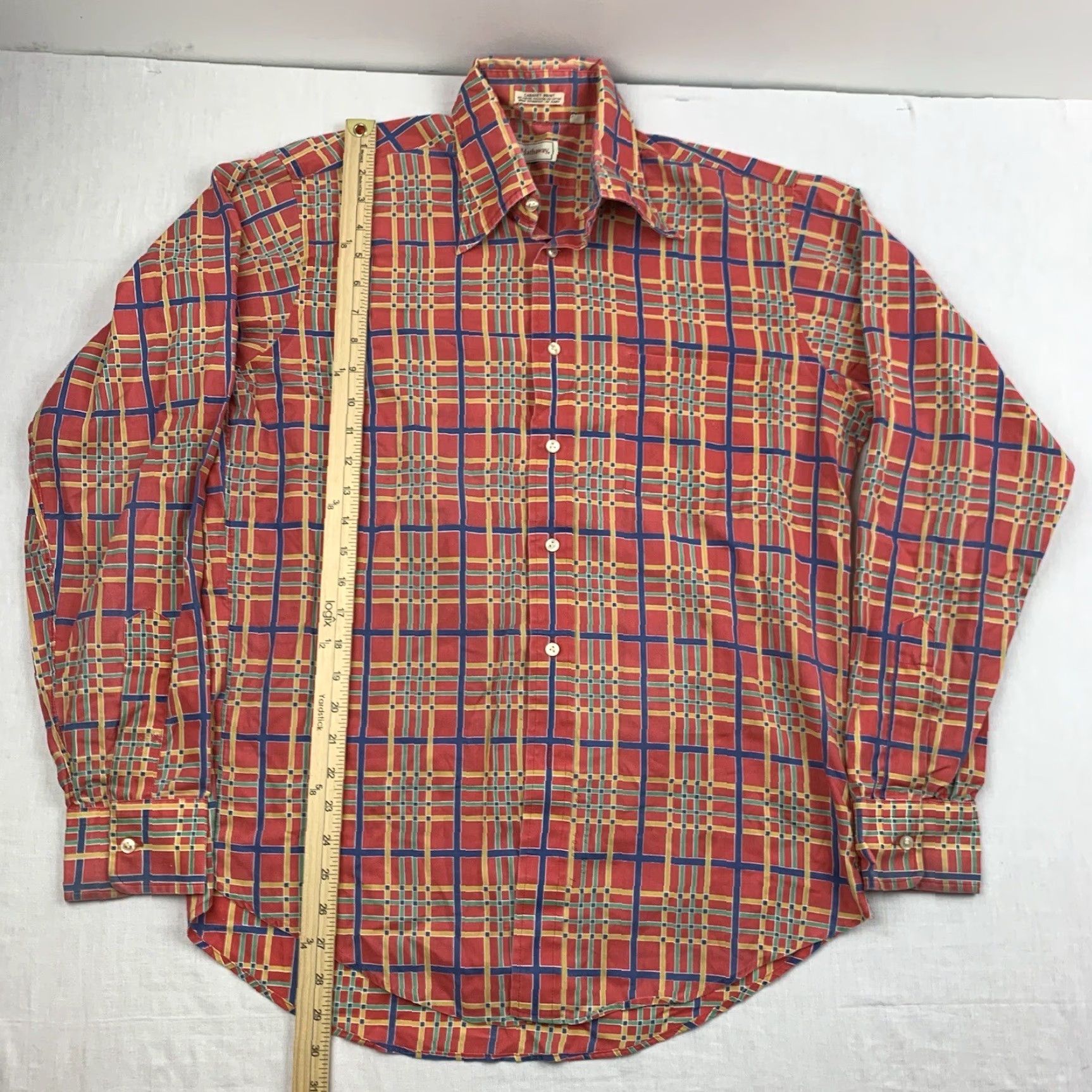 Vintage VINTAGE Hathaway Button-Up Shirt Men Large Orange Plaid 70s Formal Collar 80s Classic Mens Regular Size L Size 42R - 7 Thumbnail