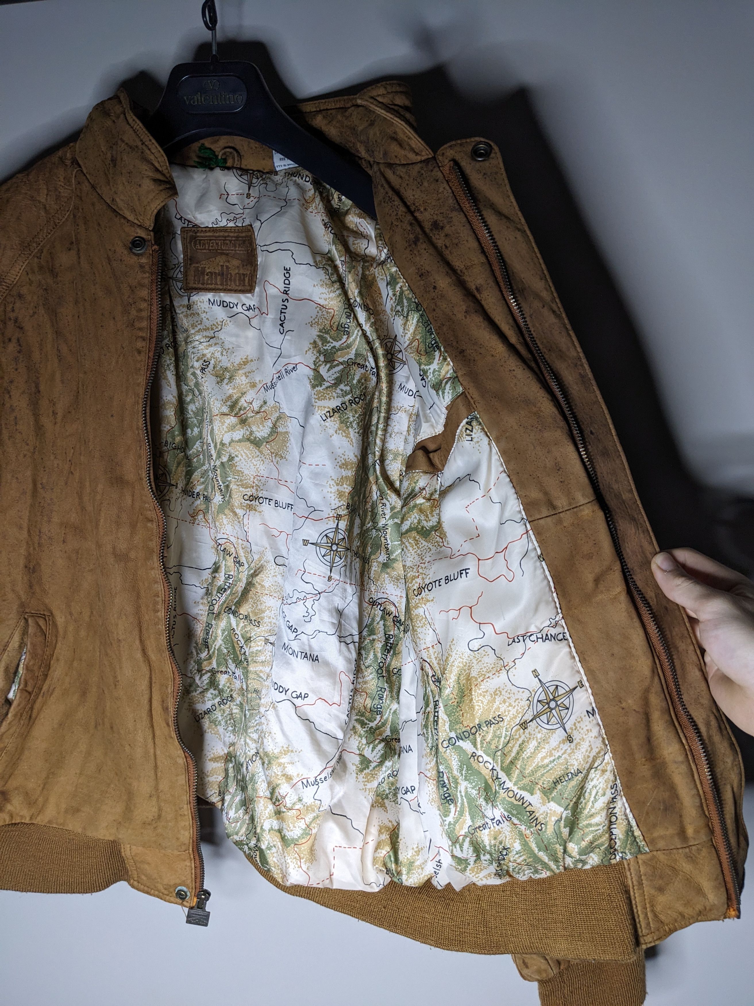 Marlboro VINTAGE Marlboro Leather Bomber Jacket Medium Brown Map 90s Size US M / EU 48-50 / 2 - 6 Thumbnail