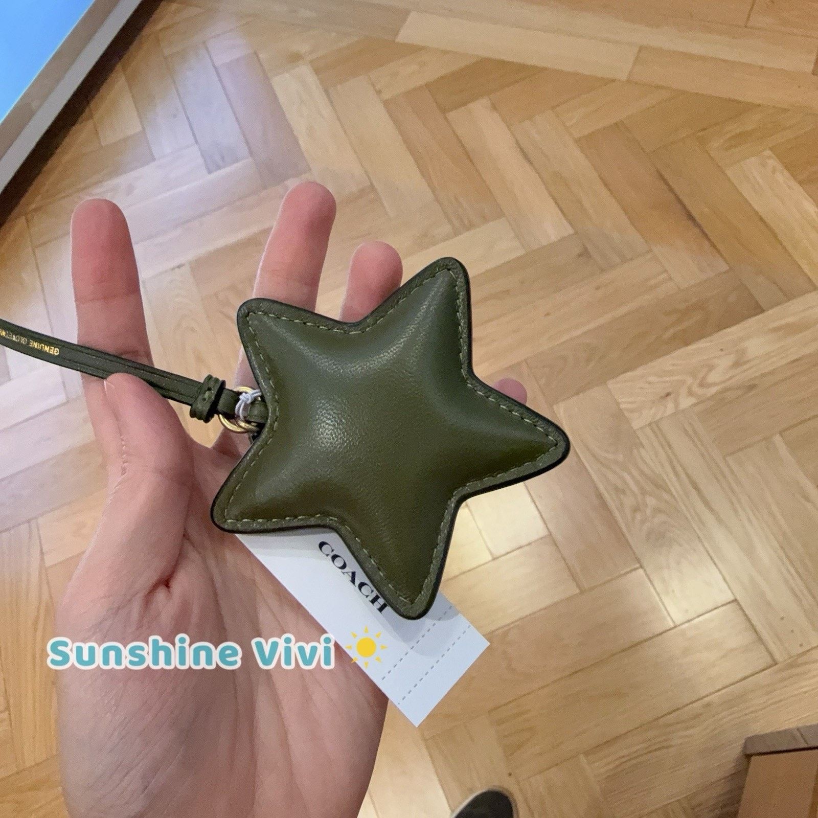 Coach NWT Coach Star Puffy Bag Charm Olive Green Nappa Leather Size ONE SIZE - 2 Thumbnail