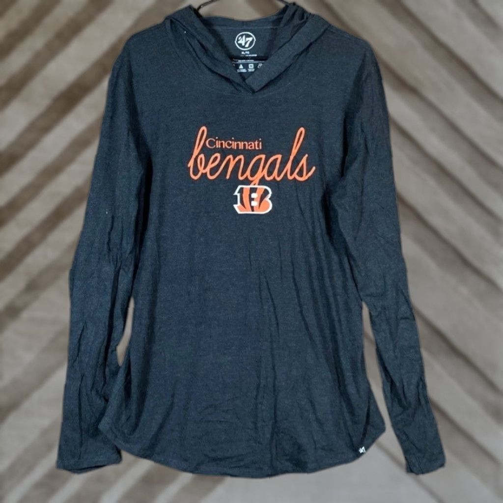 47 VINTAGE 47 Womens Shirt NFL Cincinnati Bengals Hooded XL Charcoal Grey Football Casual Womens Sportwear Pullover Long Sleeve T-Shirt Size XL / US 12-14 / IT 48-50 - 1 Thumbnail