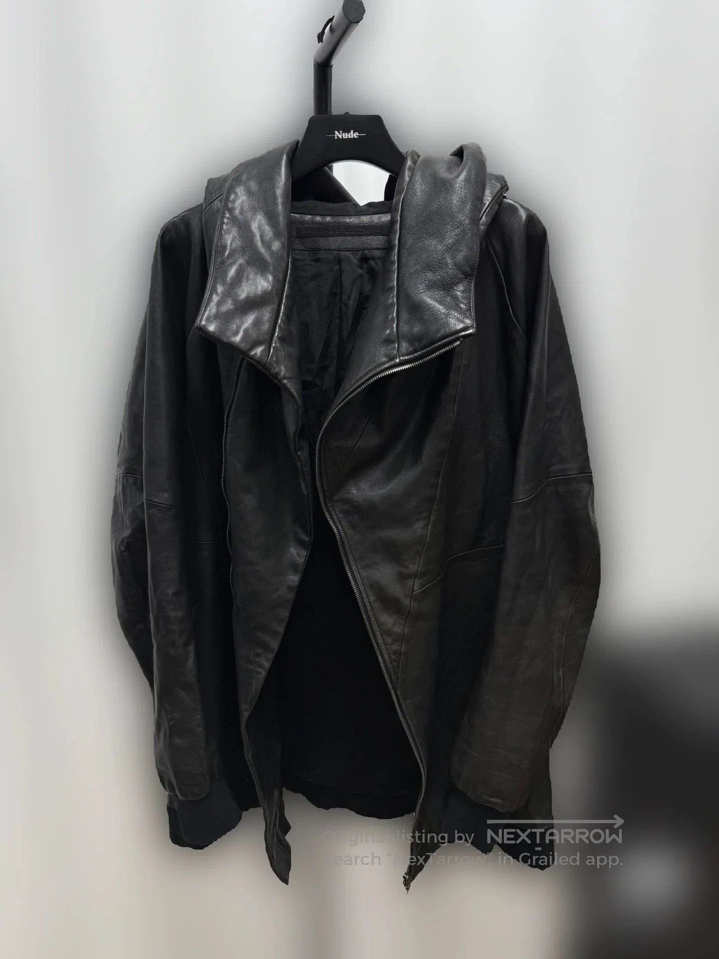 Julius Black Leather Hooded Jacket. Size US XL / EU 56 / 4 - 1 Thumbnail