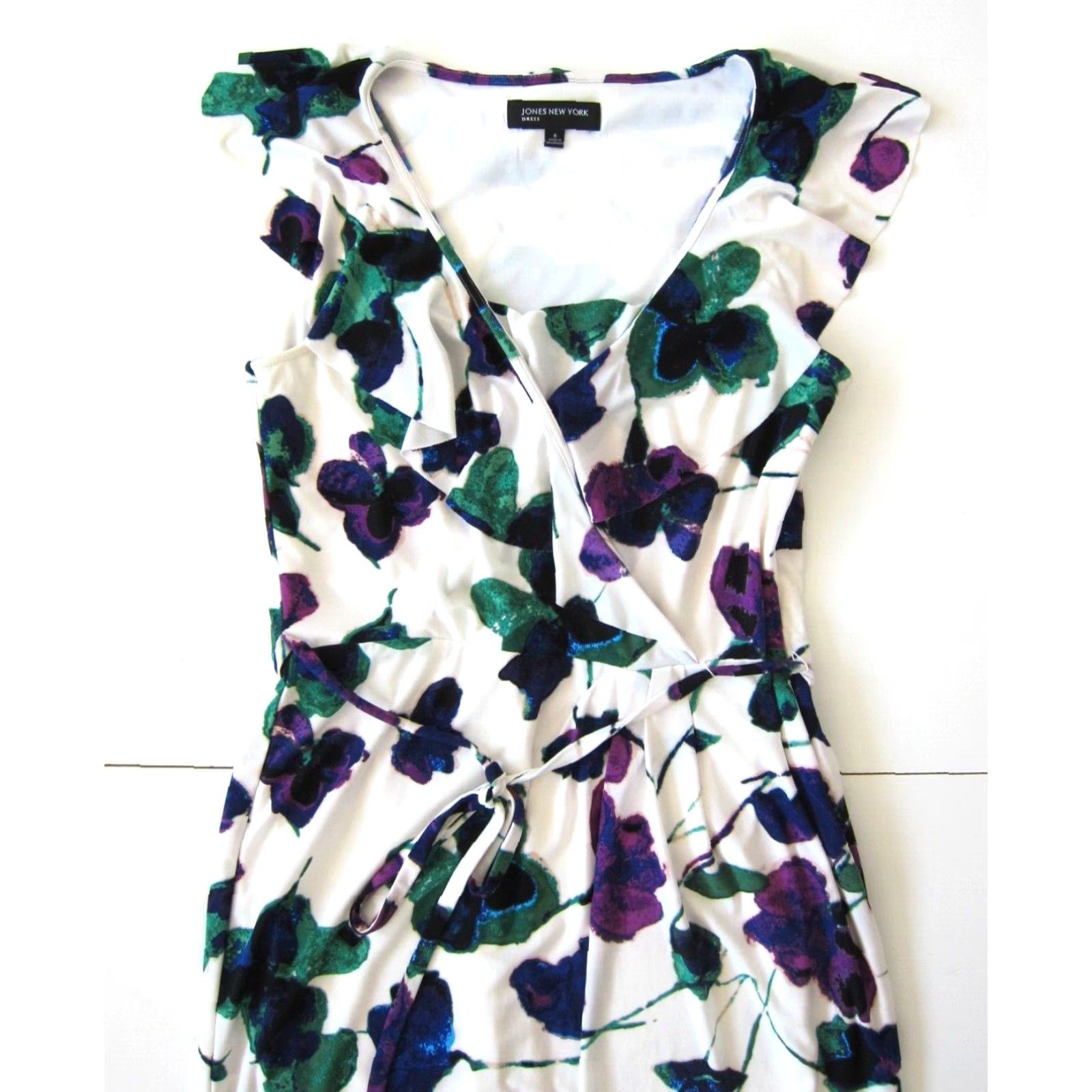 Jones New York Jones New York Stretch White Floral Cap Sleeve Sheath Dress Size 8 (White, Floral) Womens Cap Sleeve Sheath Dress Jones New York 8 Size M / US 6-8 / IT 42-44 - 3 Thumbnail